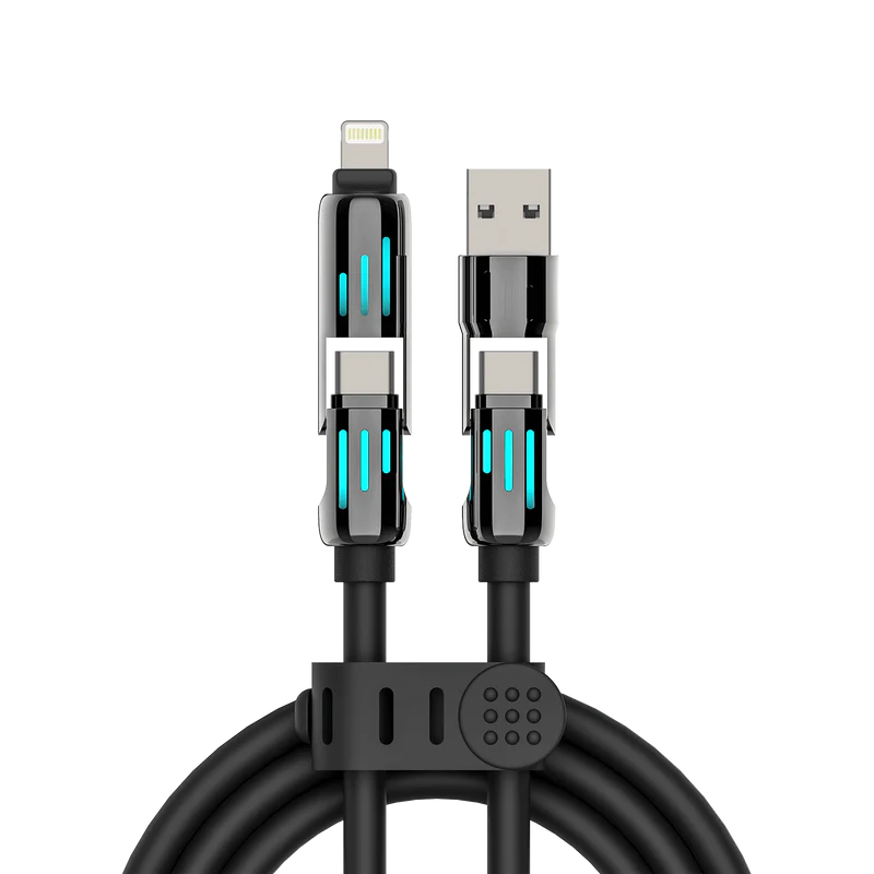 mfish Armored Dragon 1 240W 4-in-1 Fast Charging Cable — USB-A/Lightning to USB-C Multi-Device Charging Cable for iPhone, iPad, Android, Laptops