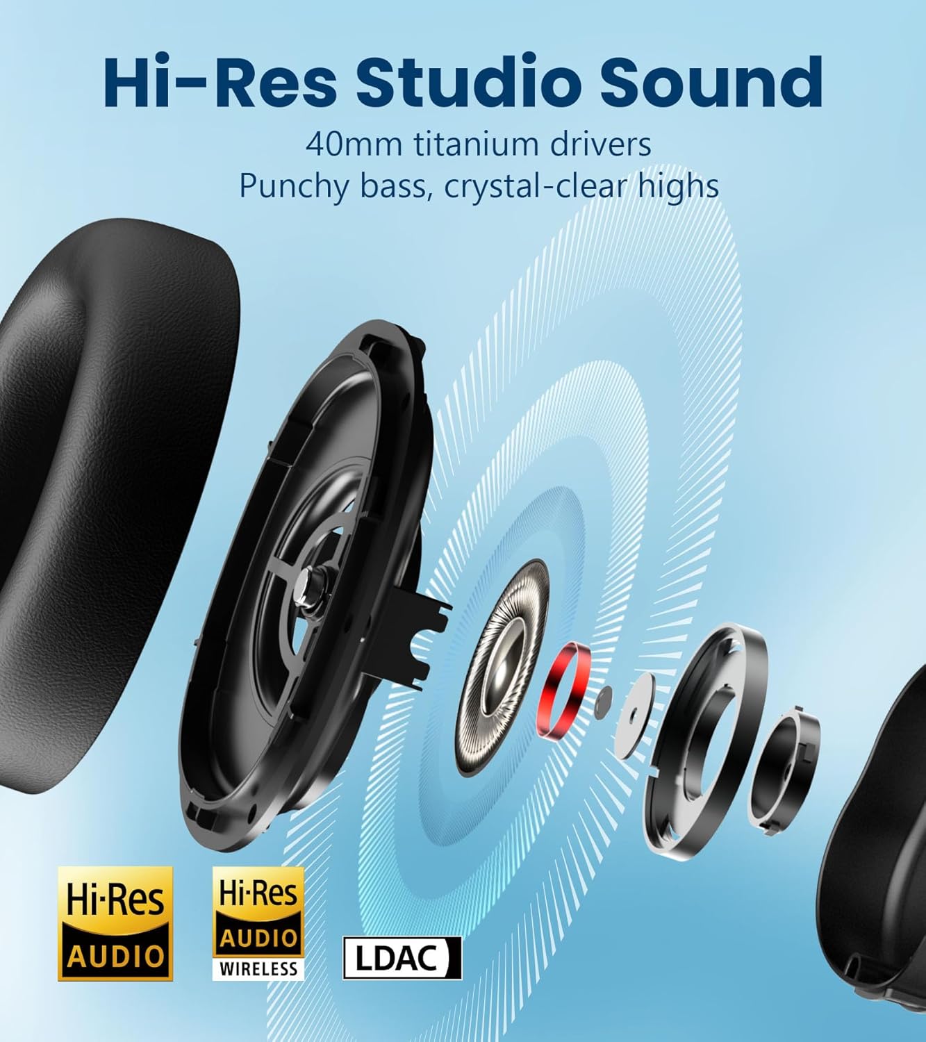 Edifier WH950NB Gen 2 Black Wireless Over-Ear Noise Cancelling Headphones | Hybrid ANC | LDAC Hi-Res Audio | 80H Battery | Bluetooth 5.4 detail image 3