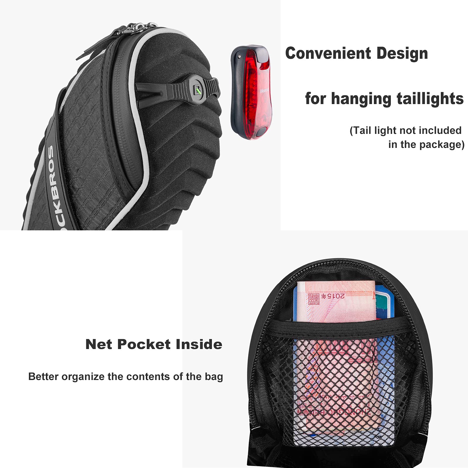 ROCKBROS 1L Bike Saddle Bag, 3D Shell Waterproof Under Seat Bag, Cycling Tool Pouch for Road MTB detail image 8