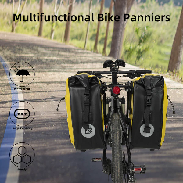 ROCKBROS 25–32L Bike Panniers 2-Pack, Fully Waterproof Rear Rack Bags, Heavy-Duty Bicycle Cargo Bag Set for Commuting & Touring detail image 10