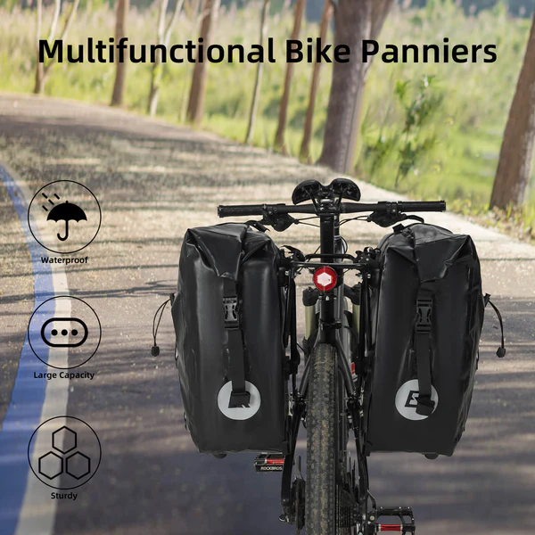 ROCKBROS 25–32L Bike Panniers 2-Pack, Fully Waterproof Rear Rack Bags, Heavy-Duty Bicycle Cargo Bag Set for Commuting & Touring detail image 16