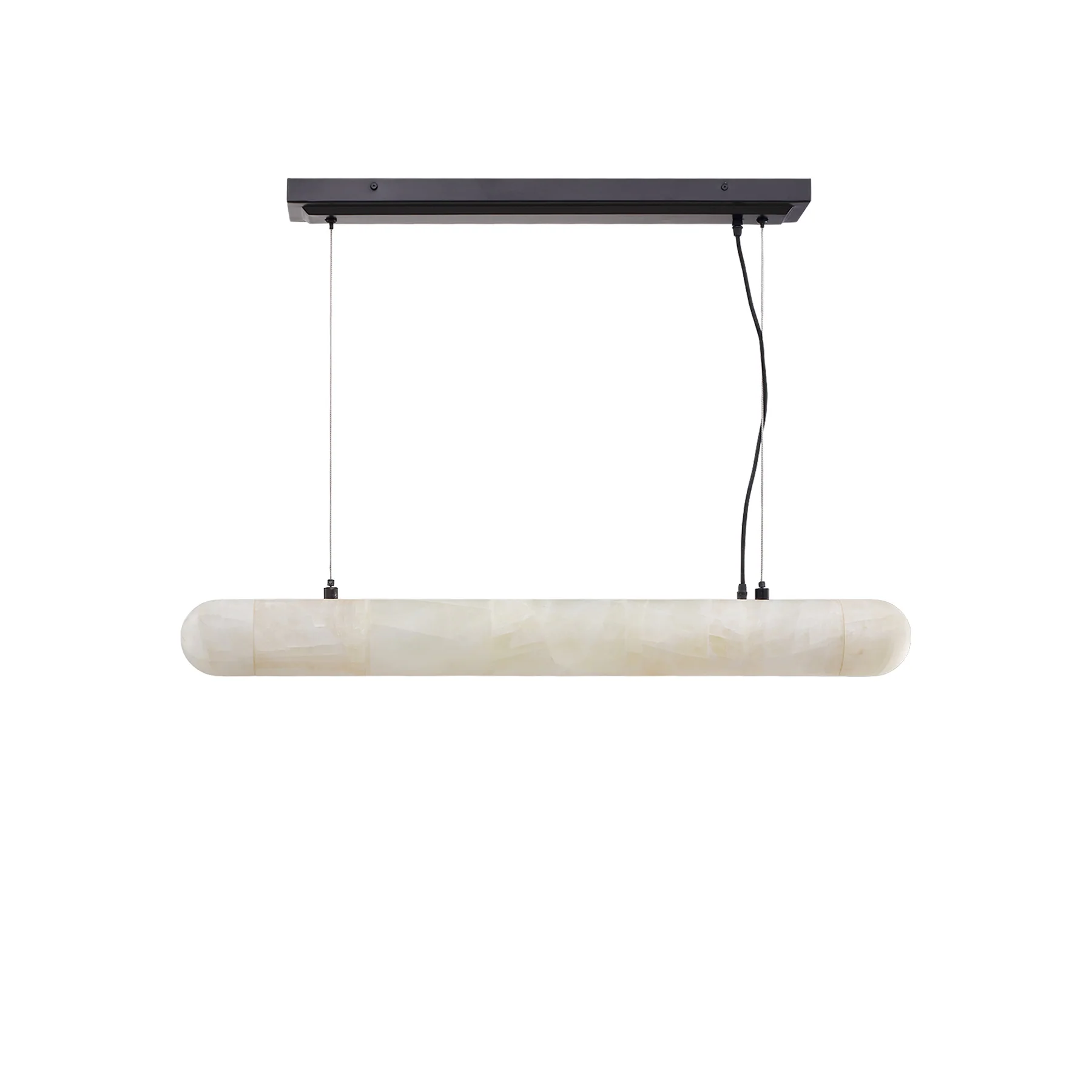 Moorizon Calista Linear 40/60" Natural Calcite LED Linear Chandelier, 2400K Warm Dimmable Hardwired Light, Black Metal Frame, for Dining, Islands, Galleries & Commercial Spaces. detail image 2
