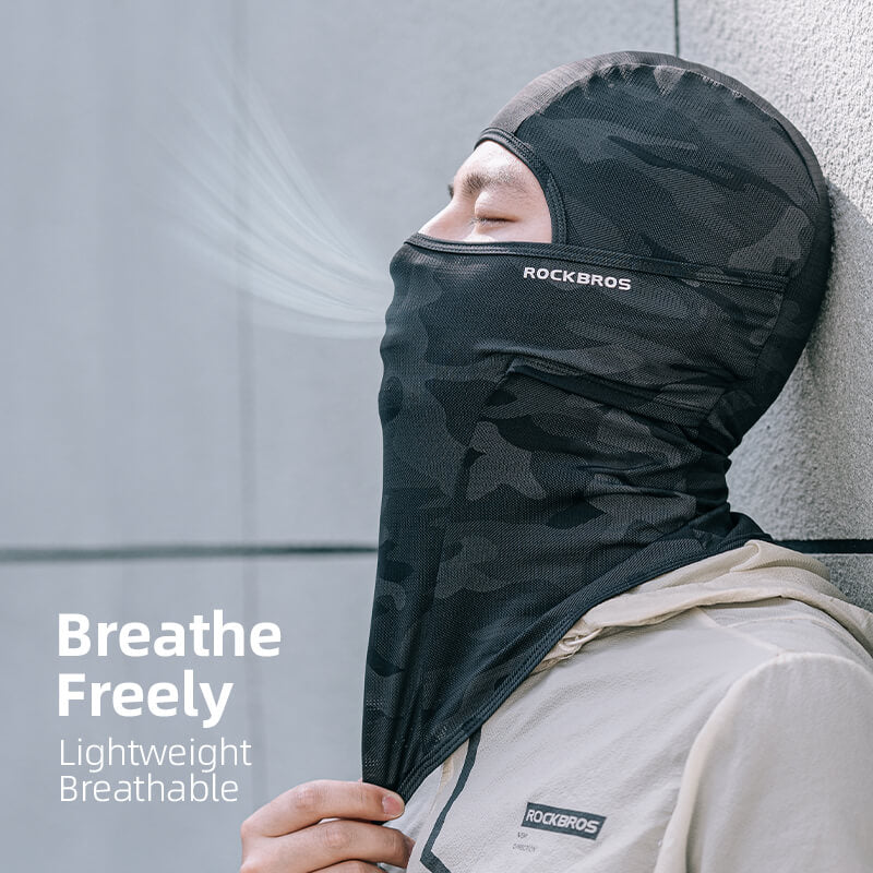 ROCKBROS Summer Ice Silk Cycling Balaclava Mask, UV Protection Full Face Cover, Breathable Moisture Wicking for Road Bike MTB Outdoor Riding detail image 3