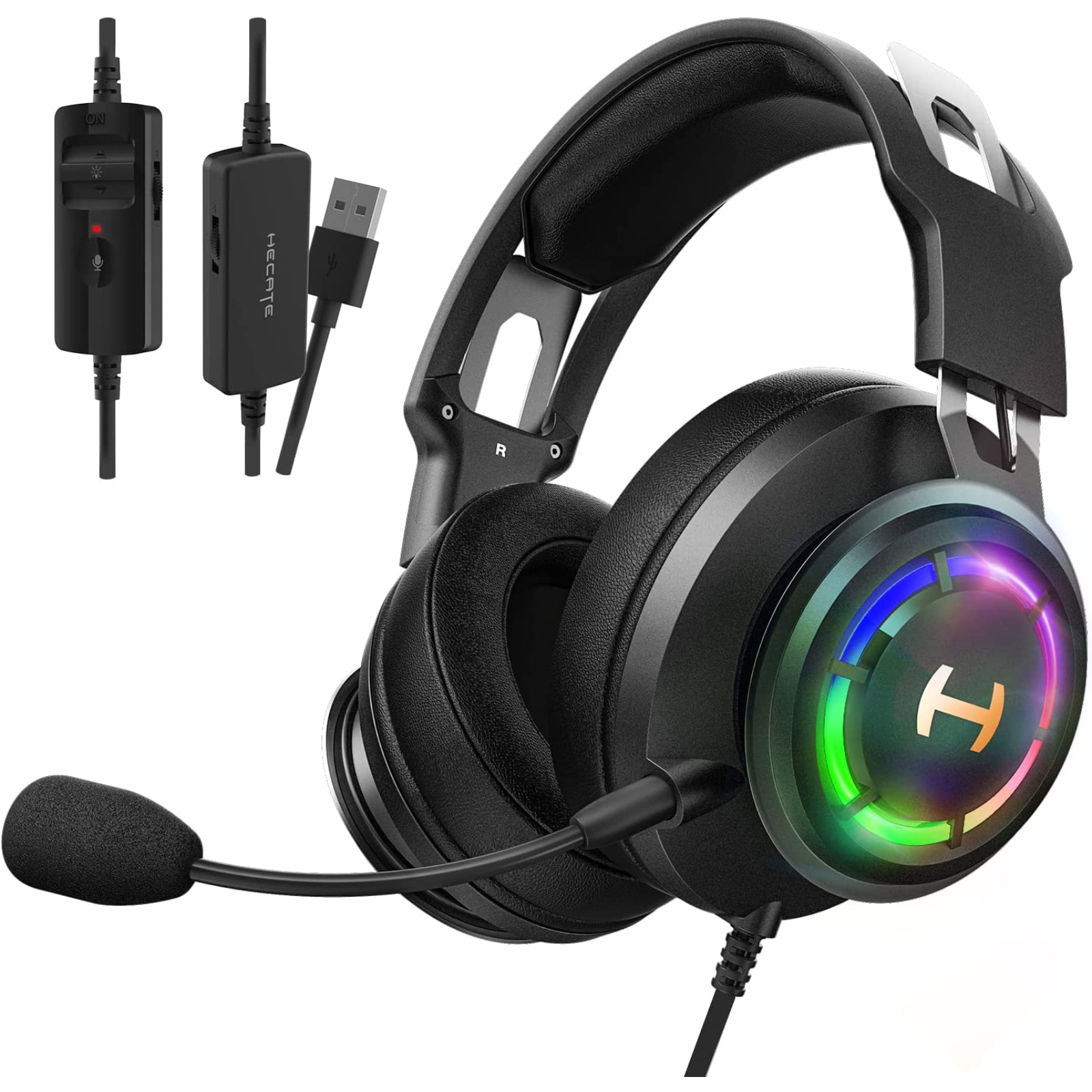 Edifier G35 USB Wired Gaming Headset for PC, Hi-Res Audio, Hybrid 50mm Drivers, 7.1 Virtual Surround, RGB Lighting (Black)