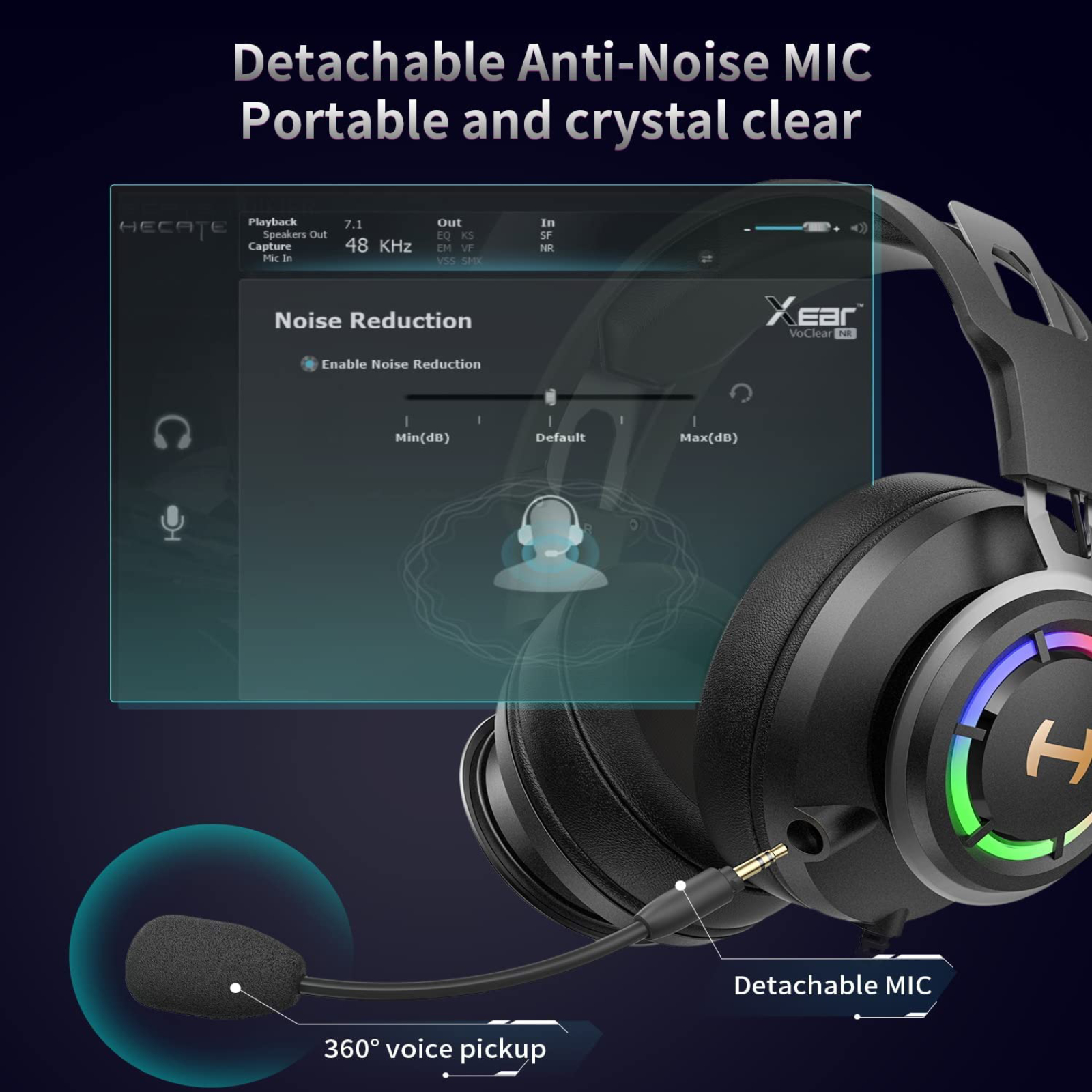 Edifier G35 Auriculares Gaming USB con Cable, Sonido de Alta Resolución, Unidad Compuesta, Iluminación RGB, Negro detail image 7