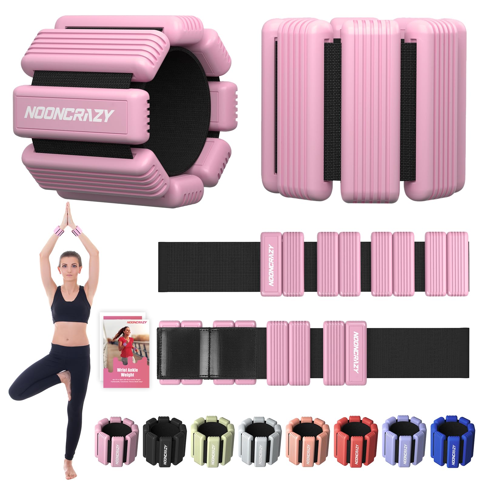 Pilates Wrist and Ankle Weights for Women, Wearable Arm & Leg Weights Set of 2 (1 lb Each), Adjustable for Walking, Yoga, Dance, Barre, Gym