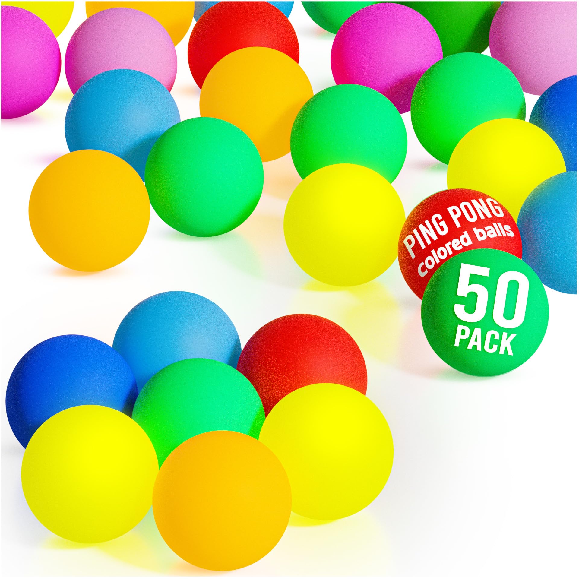D-Xam Colored Ping Pong Balls Table Tennis Ball for Games Arts Pong Balls Pack of 50, 30 and More for Party Pets School Activities Christmas Halloween Must Have for Teachers Kids Teens Adults