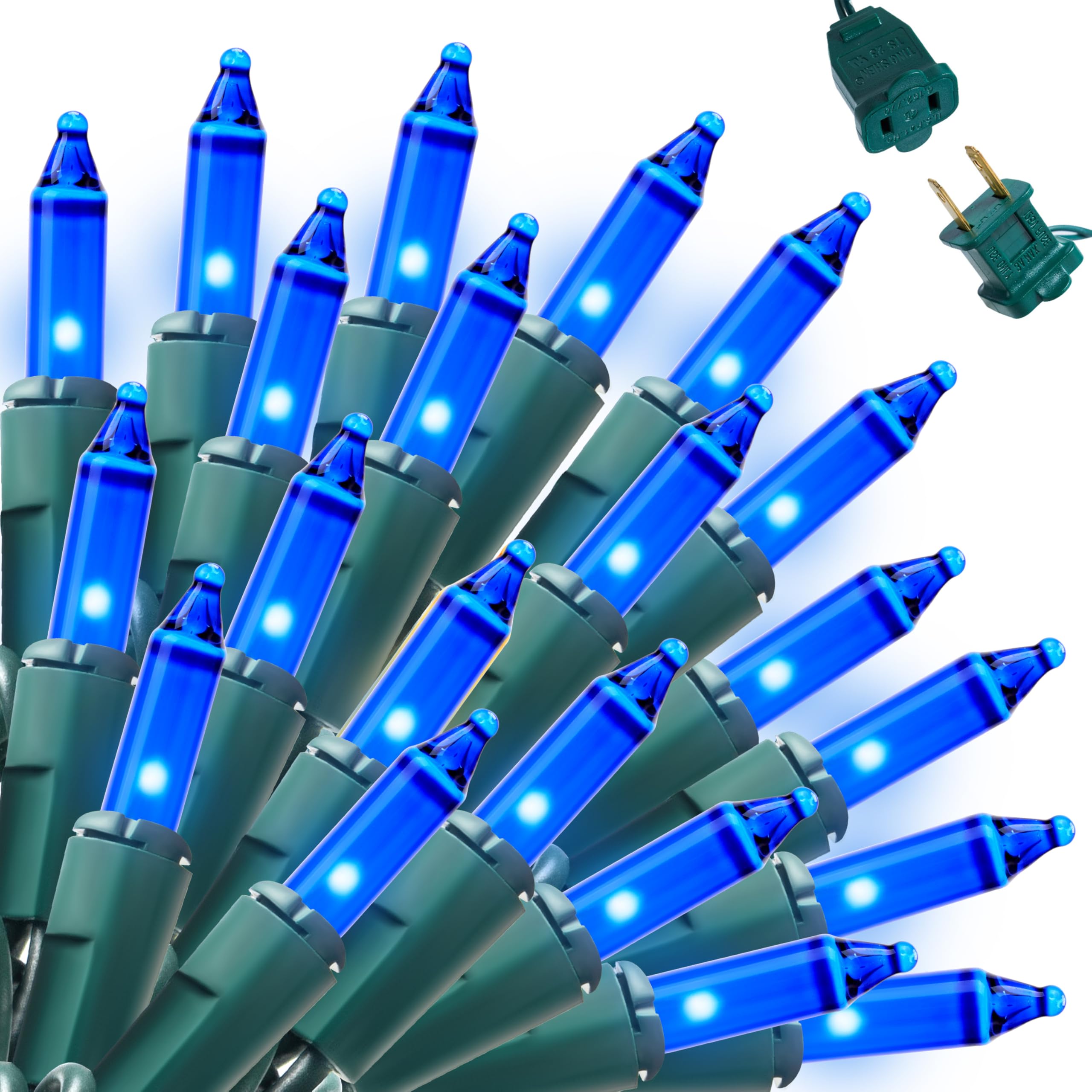 Joiedomi Blue Christmas String Lights, 100 Count, 22. 3 ft Total Length, Blue T5 Bulbs on Green Wire