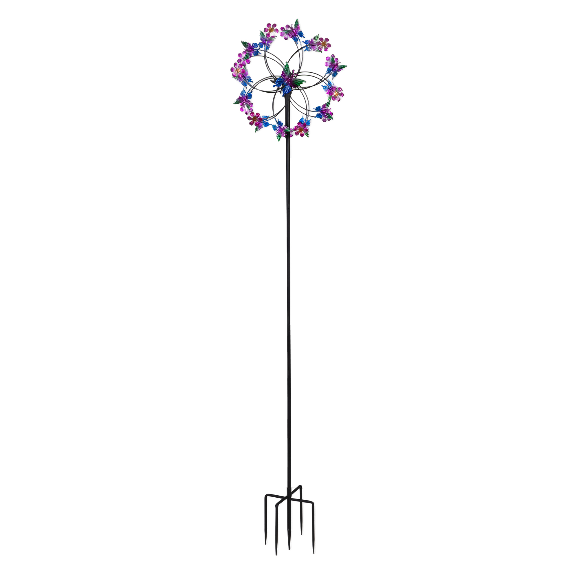 Gradient Purple Butterfly & Flower Windmill | Outdoor Metal Spinner