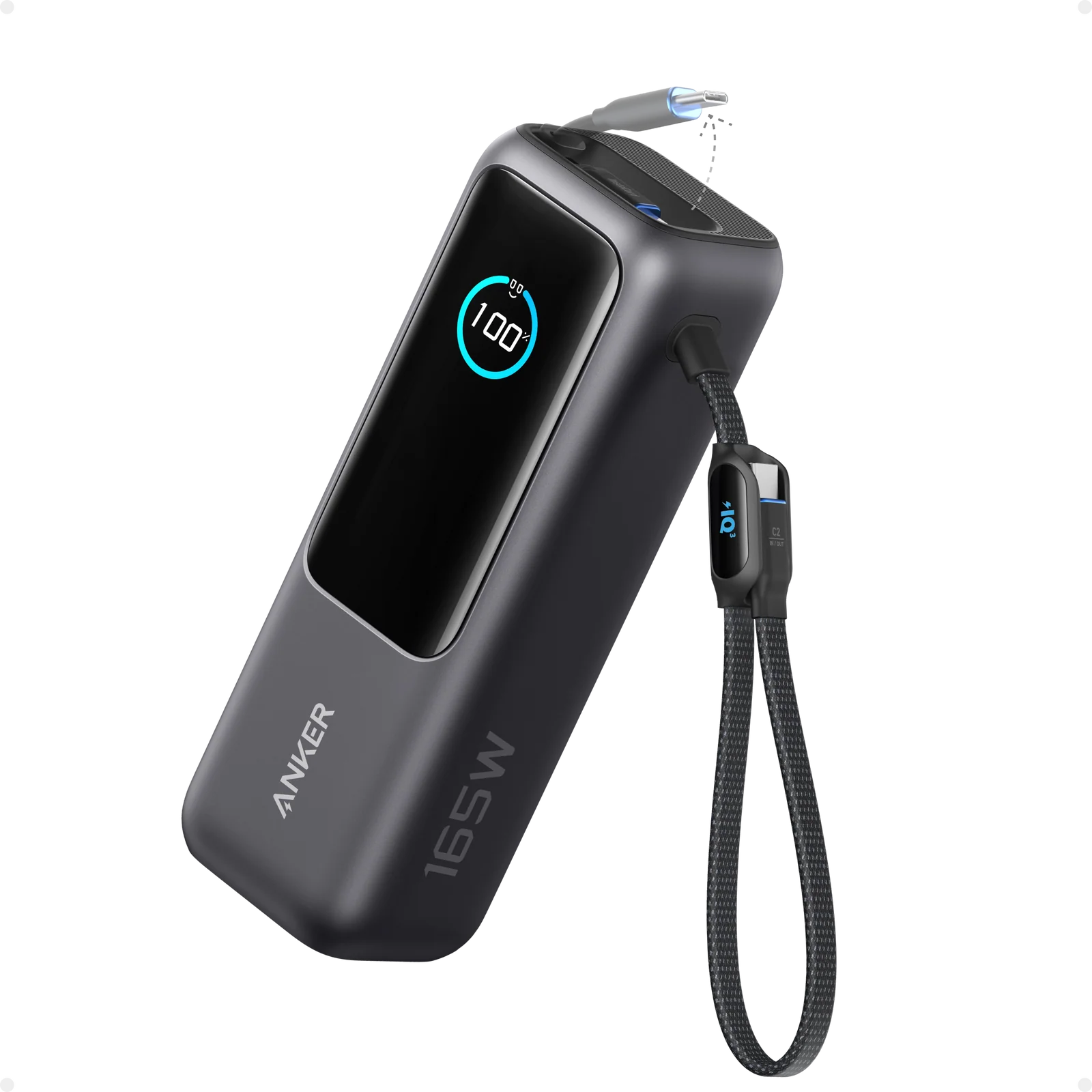 Anker 25K 165W Laptop Power Bank with Built-in USB-C Cable, 25,000mAh — Compatible with iPhone, Samsung and USB-C Devices, Travel Backup