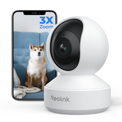 REOLINK 4K UHD Pan & Tilt Dual-Band Wi‑Fi 6 Indoor Security Camera with 3x Optical Zoom, Auto-Tracking, Person/Pet & Crying Detection, Privacy Mode, and Bluetooth Setup — E1 Zoom (White)