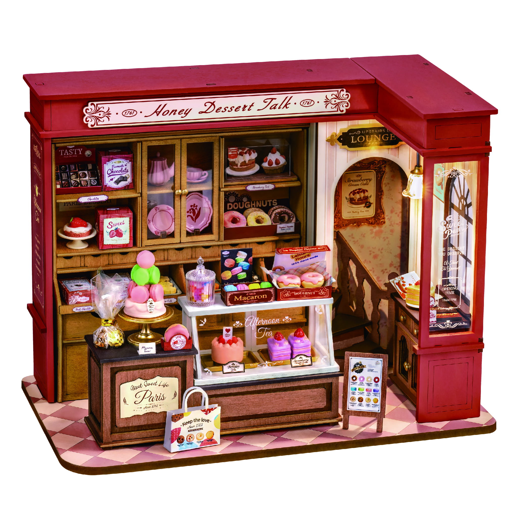 Rolife Honey Dessert Talk Dessert House DIY Miniature Scene House, Handmade Assembly Model, Sweet Gift for Girls