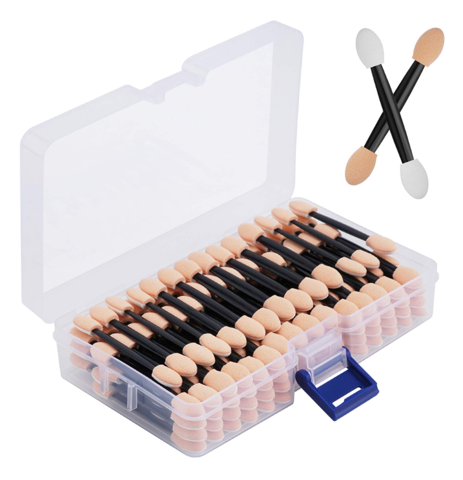 Cuttte 120-Pack Disposable Dual-Sided Eyeshadow Sponge Applicators with Reusable Storage Case, 2. 44 in