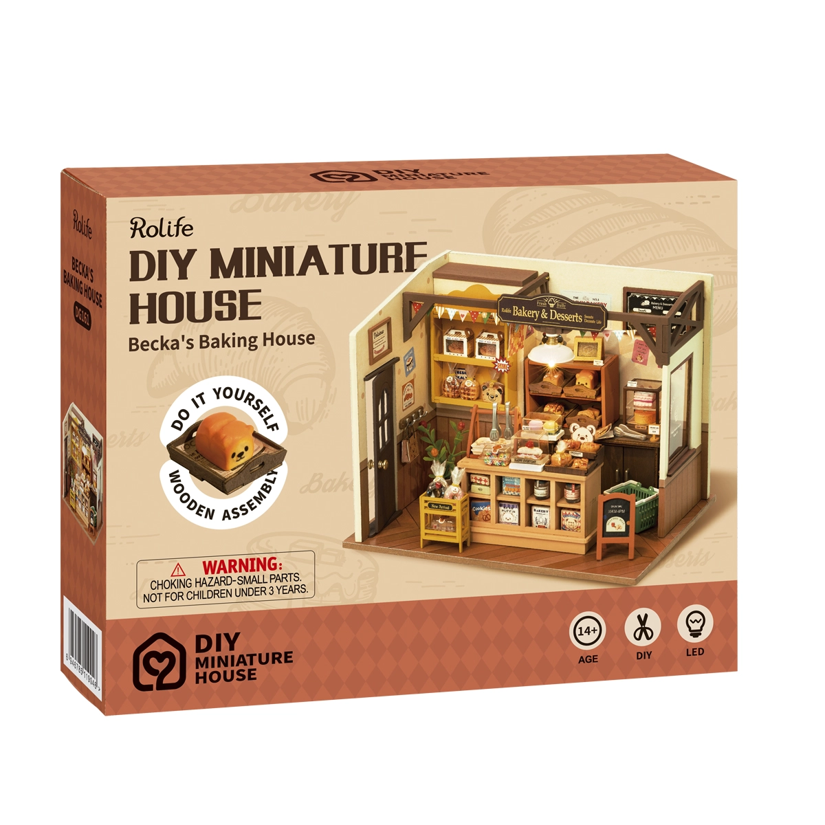 Rolife Becka’s Baking House DIY Miniature House, Handmade Assembly Miniature Scene Model with Lights, Creative Gift detail image 7