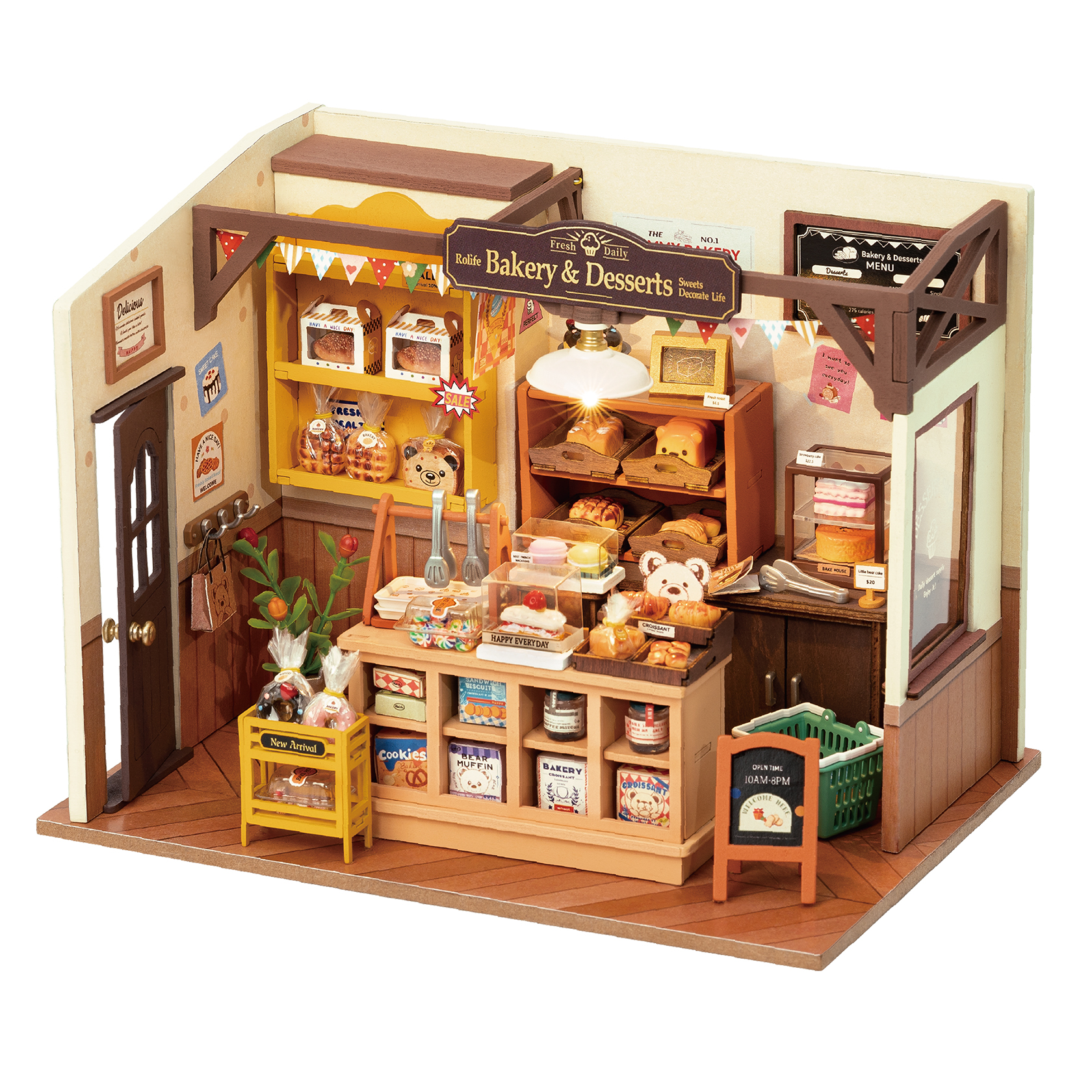 Rolife Becka’s Baking House DIY Miniature House, Handmade Assembly Miniature Scene Model with Lights, Creative Gift