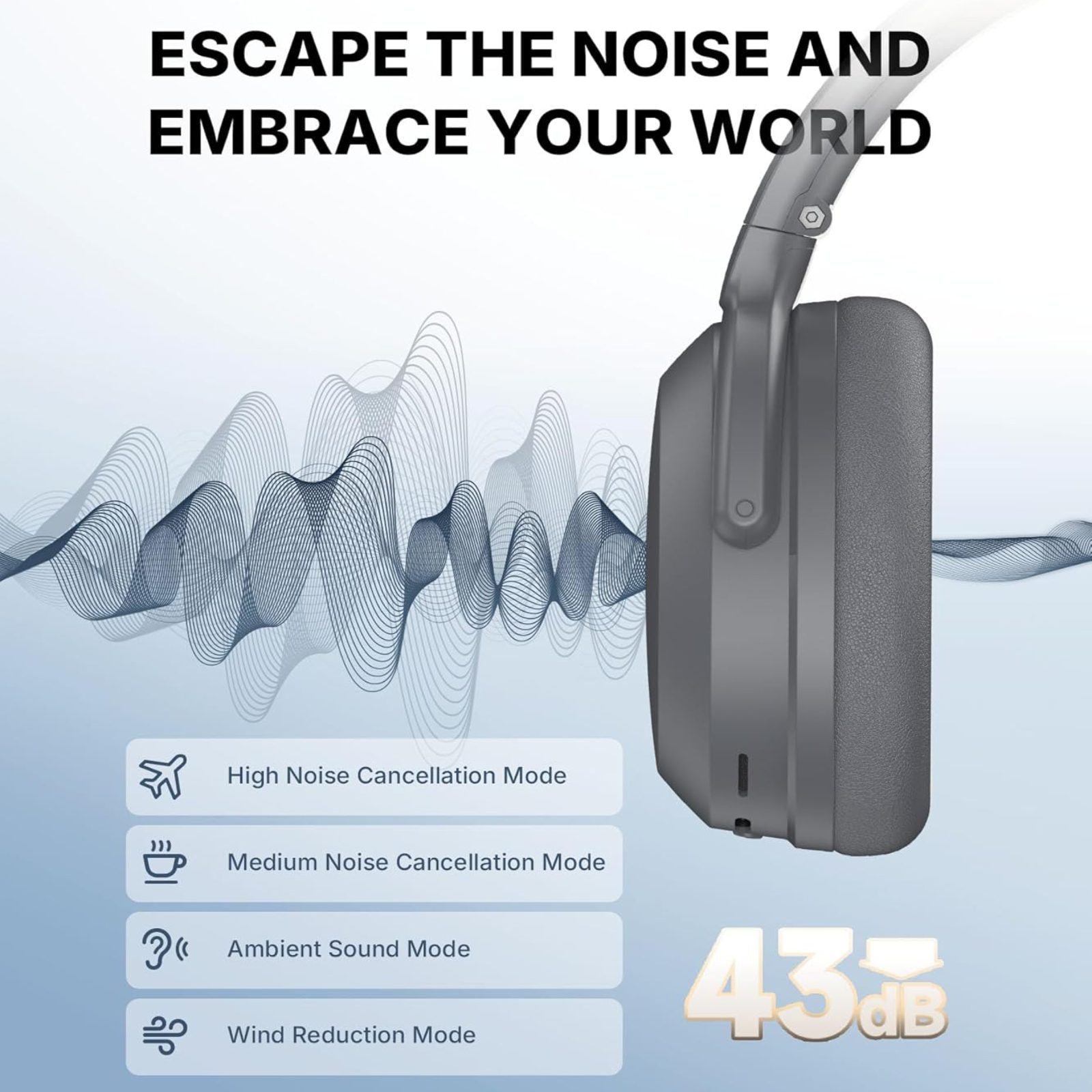 Edifier WH700NB Pro Over-Ear Wireless Foldable Headphones Active Noise Cancelling High-Resolution Sound Bluetooth 5.4 Multipoint Clear Calls Fast Charge - Gray detail image 5