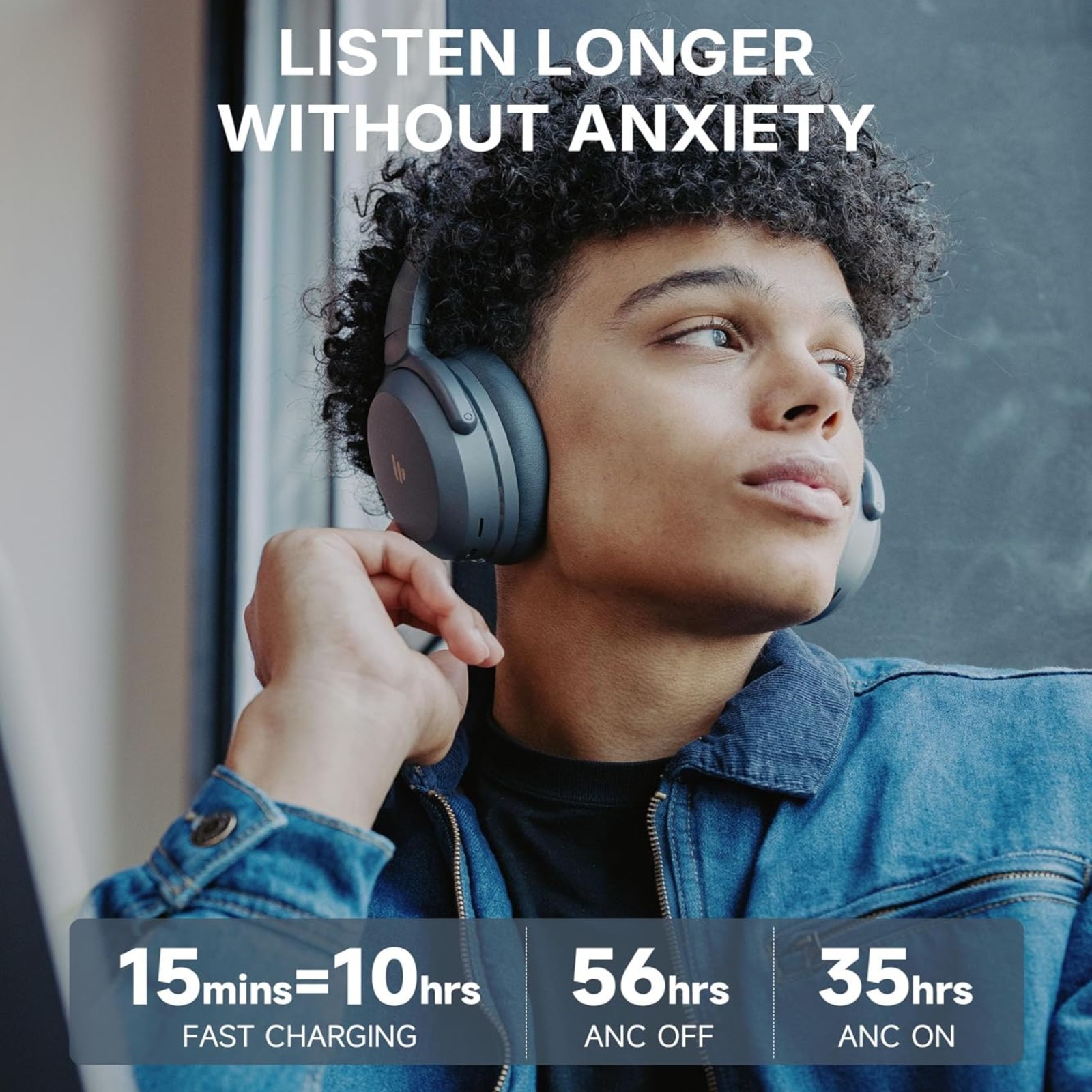 Edifier WH700NB Pro Over-Ear Wireless Foldable Headphones Active Noise Cancelling High-Resolution Sound Bluetooth 5.4 Multipoint Clear Calls Fast Charge - Gray detail image 7
