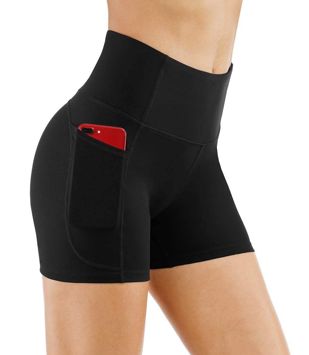 THE GYM PEOPLE High Waist Yoga Shorts for Women Workout Biker Shorts | Tummy Control, Squat-proof, Deep Side Pockets, Flatlock Seams, Gusseted crotch, Holds Shape After Wash, Running, Athletic