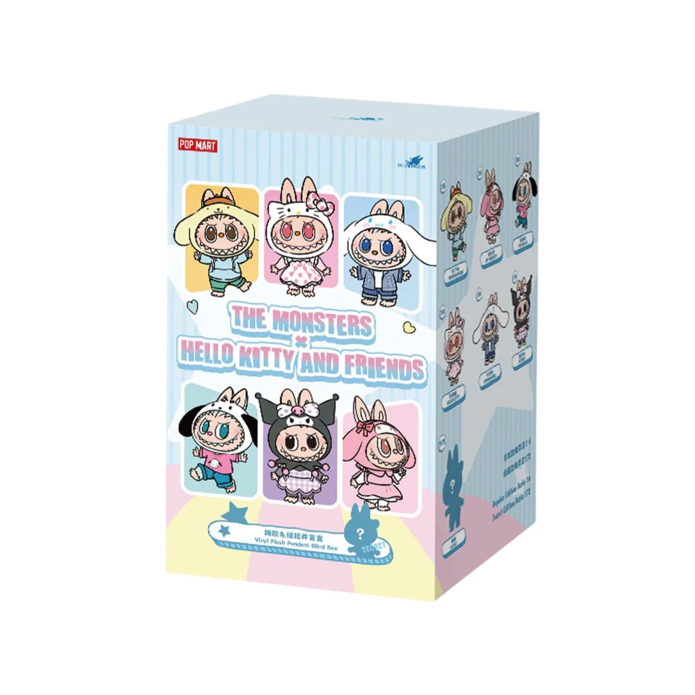 Pop Mart The Monsters (Labubu) x Hello Kitty and Friends Series — Colgante de peluche vinílico (Blind Box)