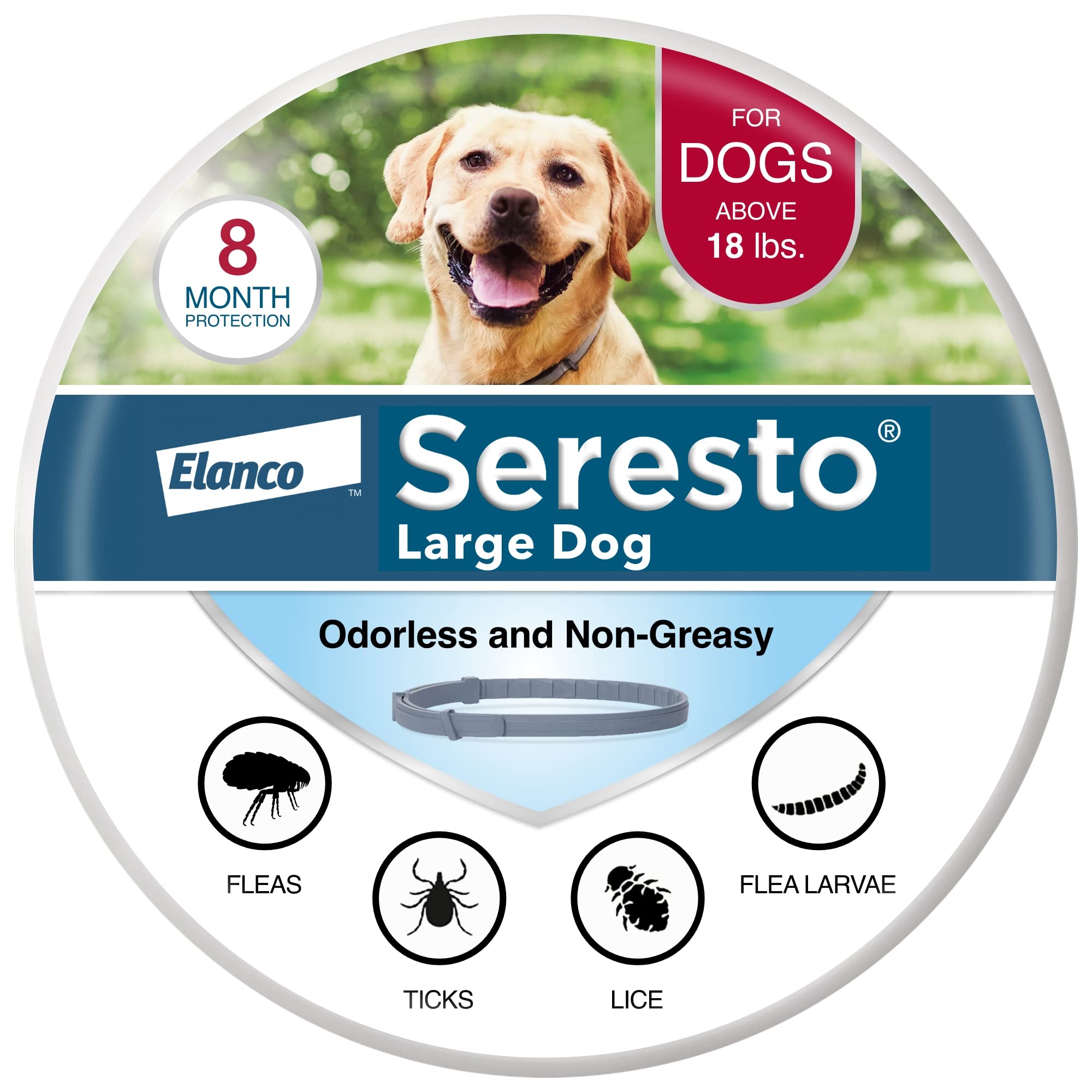 Seresto Flea & Tick Collar for Dogs Over 18 lbs. , 8 Month Protection