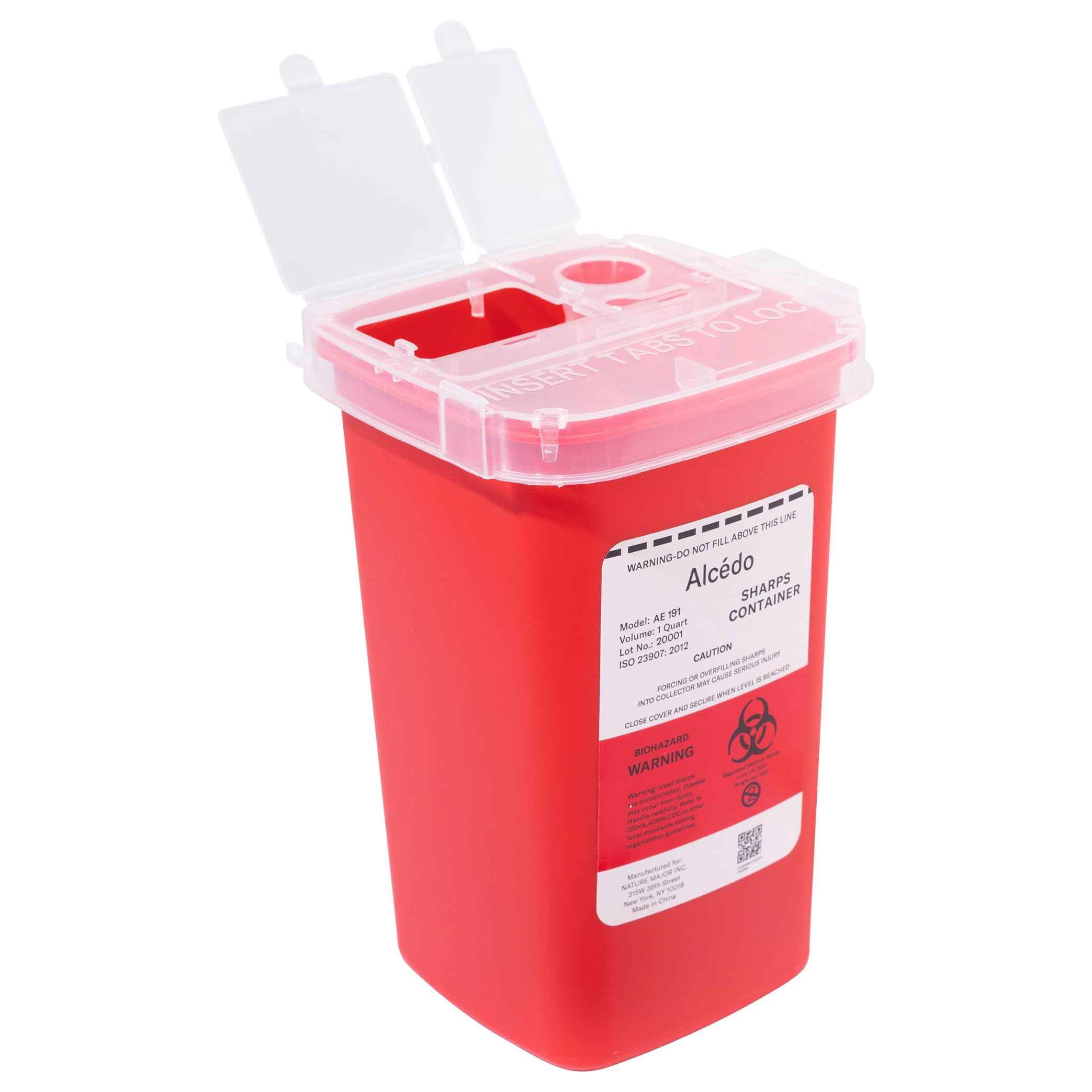 Alcedo Sharps Container for Home Use| Biohazard Needle and Syringe Disposal | Small Portable Container for Travel and Professional Use