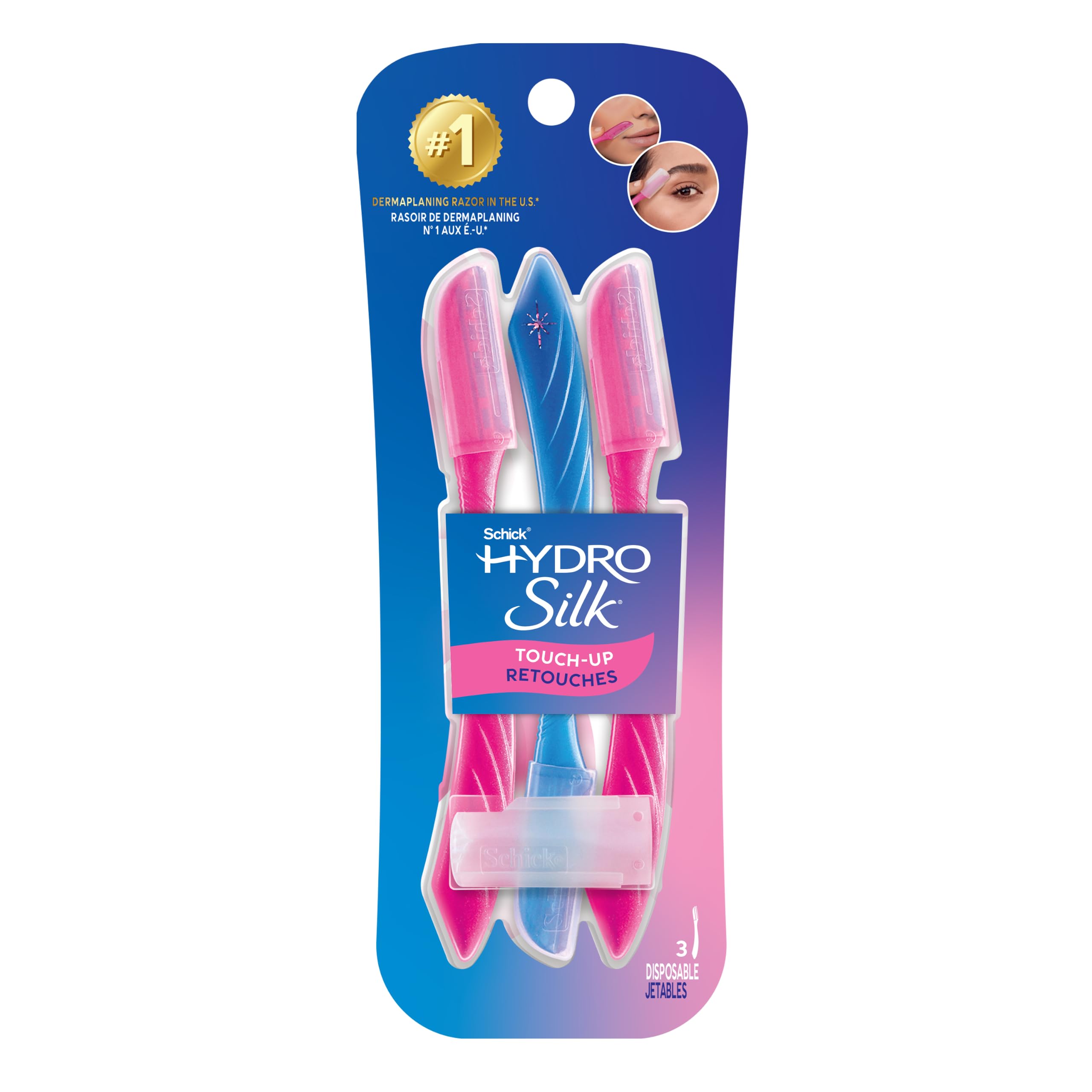 Schick Hydro Silk cuchilla facial para mujer para cejas y contorno, pack de 3