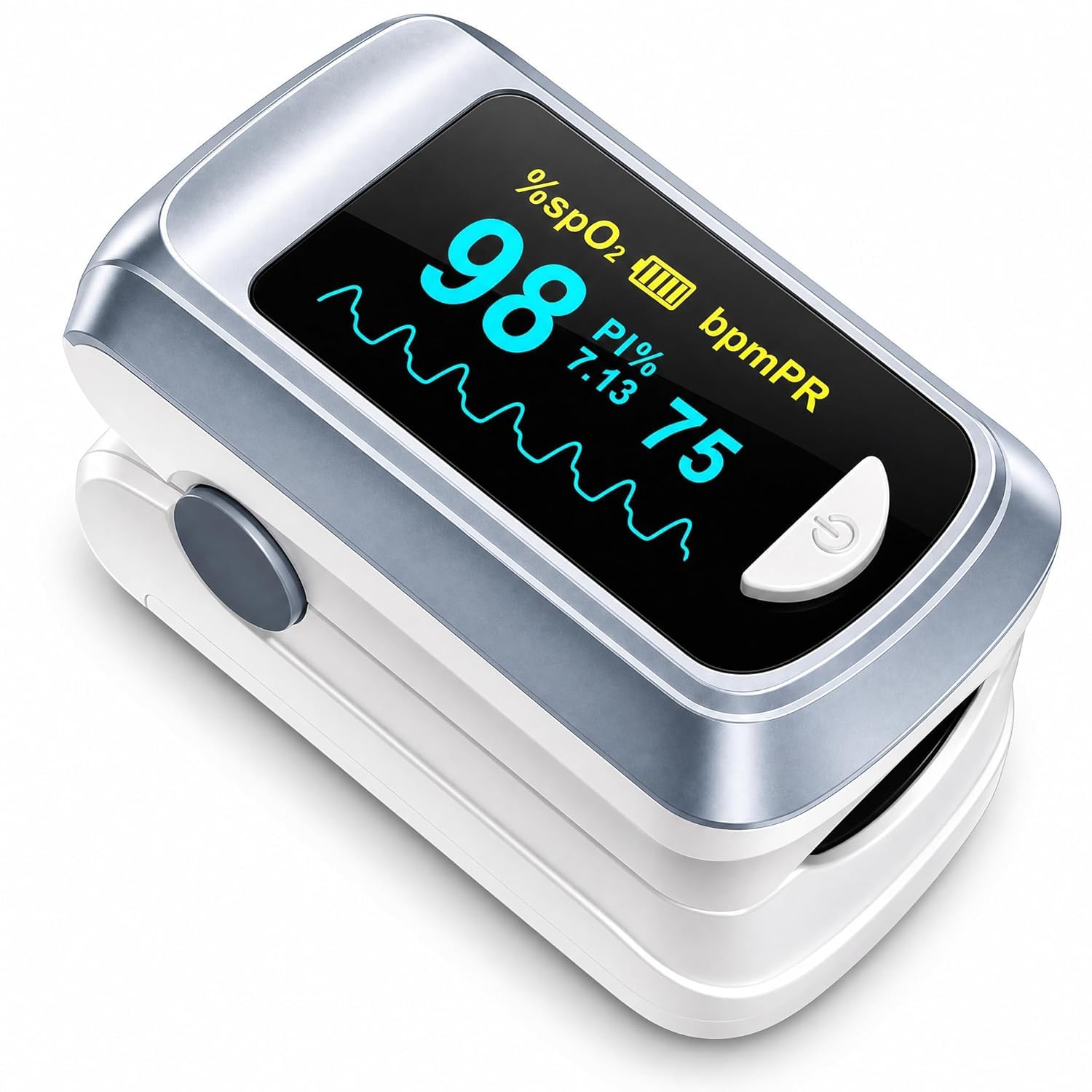 Fingertip Pulse Oximeter - OLED SpO2 & Heart Rate Monitor with Lanyard and 2 AAA Batteries
