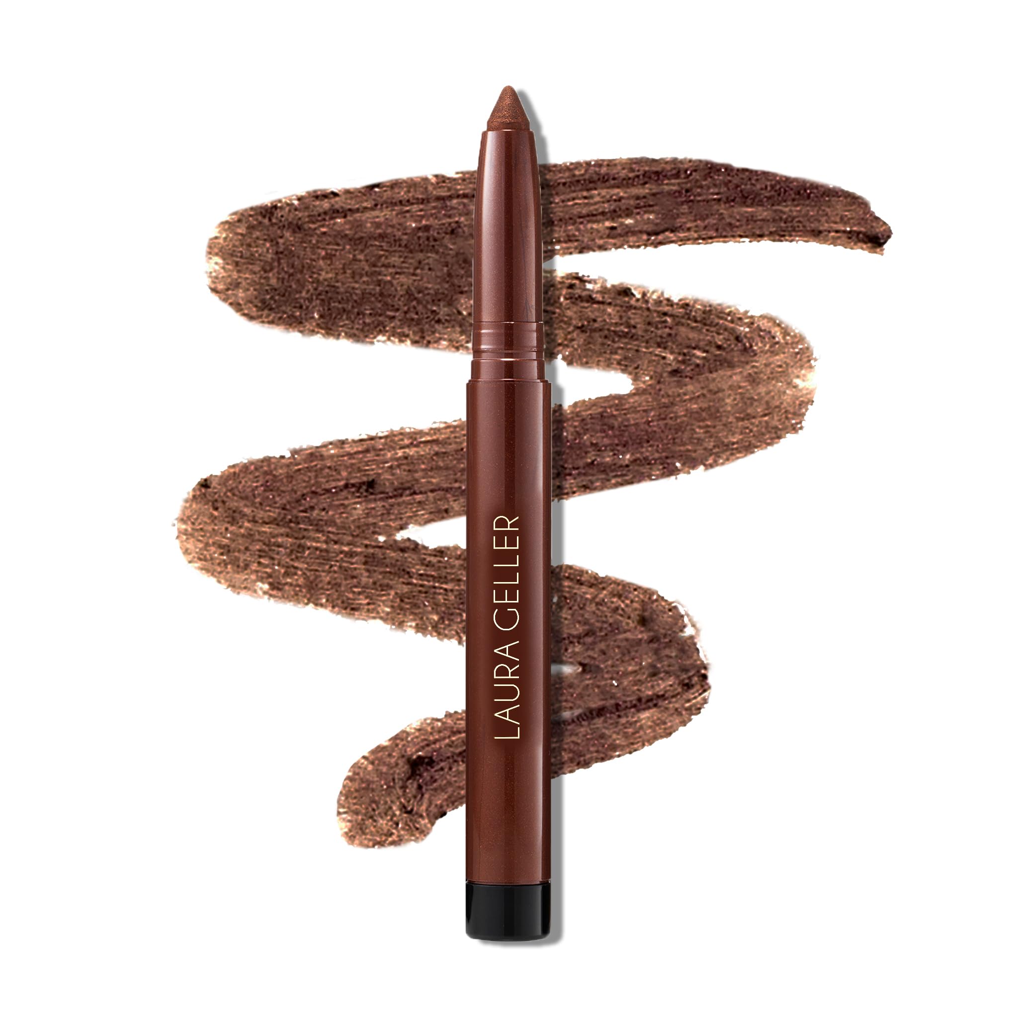 LAURA GELLER NEW YORK Kajal Longwear Kohl Eyeliner Pencil — Dark Brown — Smooth, Blendable, Long-Wearing, Non-Creasing — Infused with Caffeine & Vitamin E — Built-In Sharpener