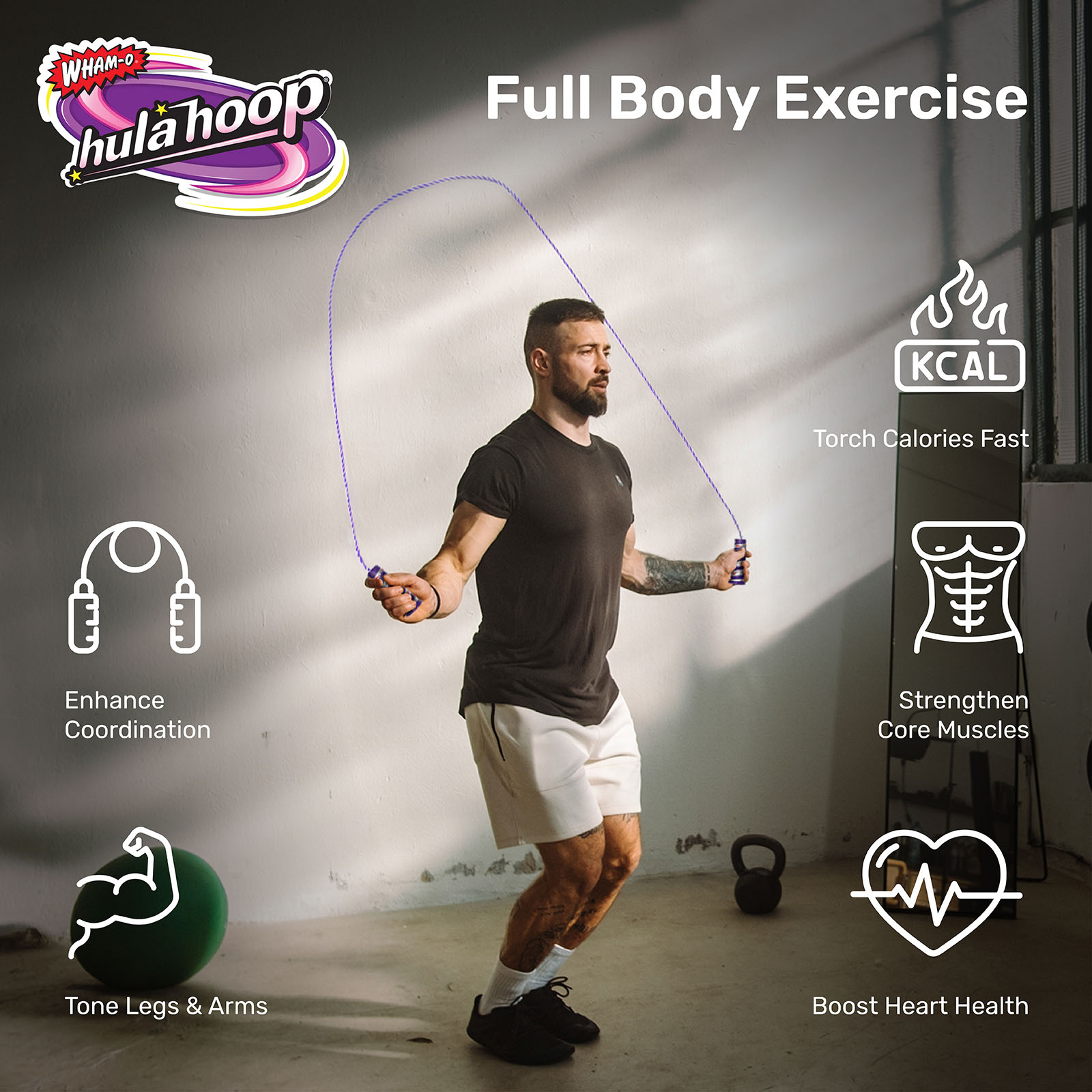 Wham-O Hula Hoop Jump Rope Outdoor Fitness Jump Rope, Portable Cardio Training Equipment - Purple detail image 4