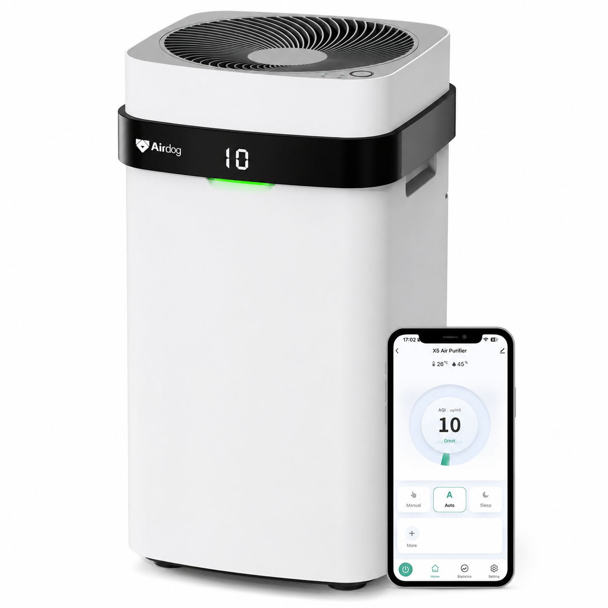 Airdog X5 Air Purifier for Large Homes with Washable Filter, TPA Technology Coverage up to 1,614 sq ft — Removes Pet Hair, Allergens, Dust, Smoke & Odors