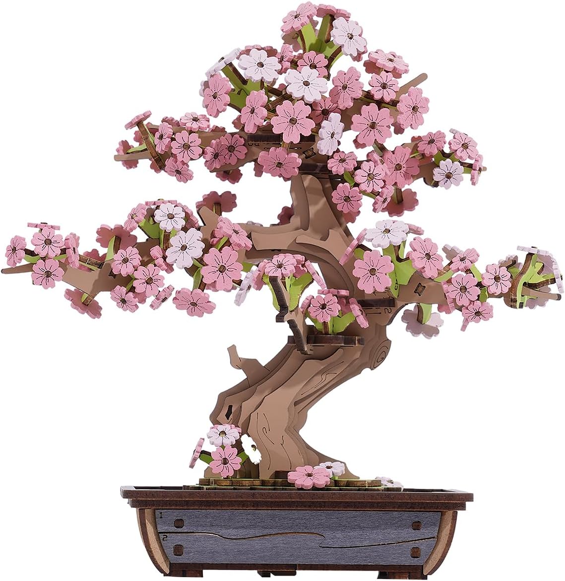Rolife Sakura Bonsai TG415 263-Piece Wooden DIY 3D Puzzle – Cherry Blossom Bonsai Kit, Snap-Fit Assembly, No Glue Needed, Decorative Desktop Ornament, Gift for DIY Enthusiasts