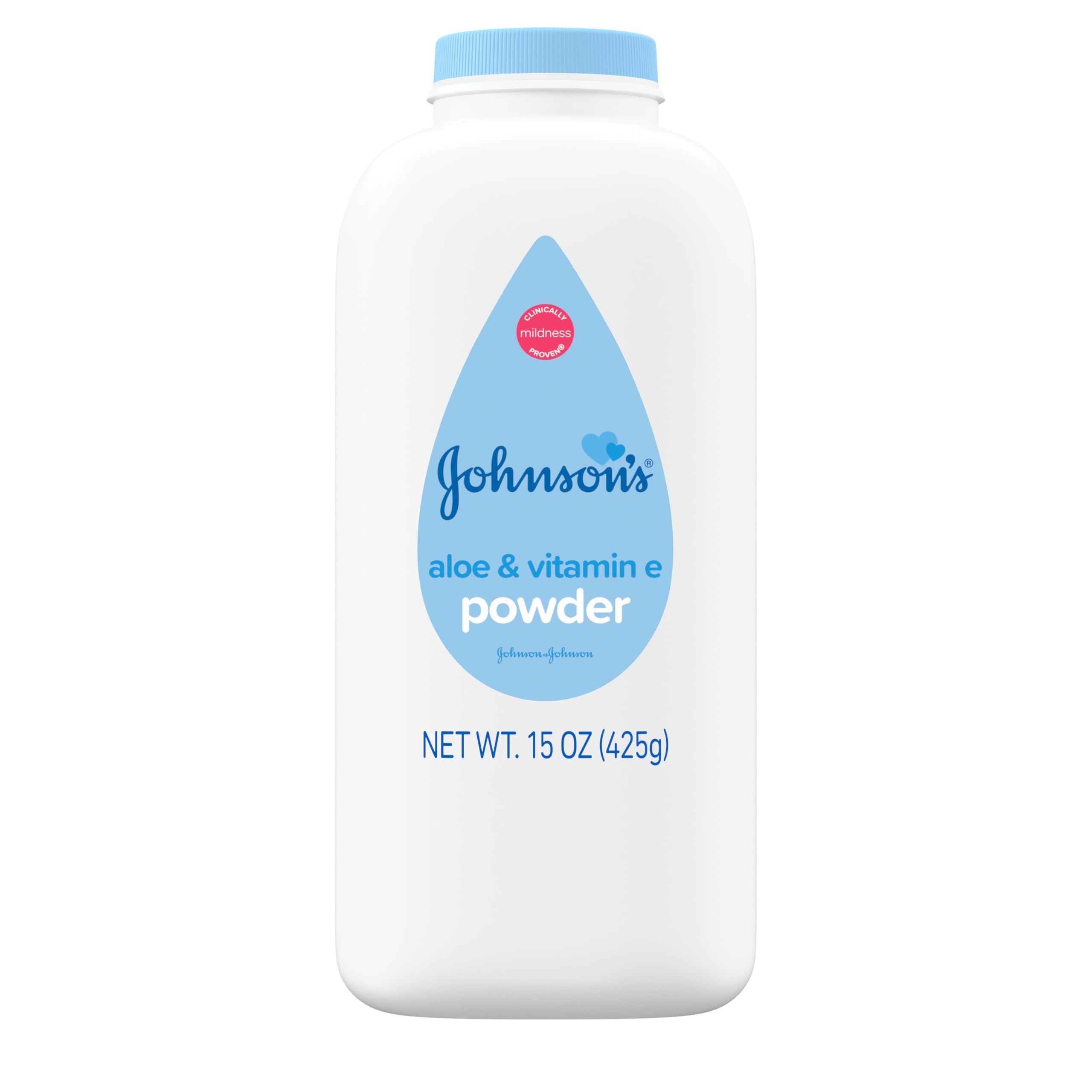 Johnson's Baby Powder with Naturally Derived Cornstarch, Aloe & Vitamin E, Hypoallergenic, 15 oz