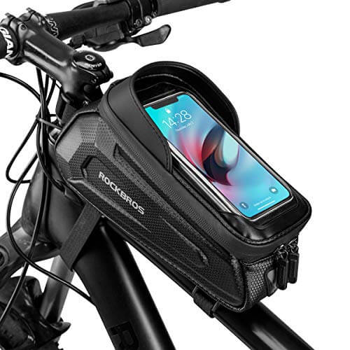 ROCKBROS Hard-Shell Bike Top Tube Phone Bag — EVA Protective, Waterproof, TPU Touch Window, 1.7L
