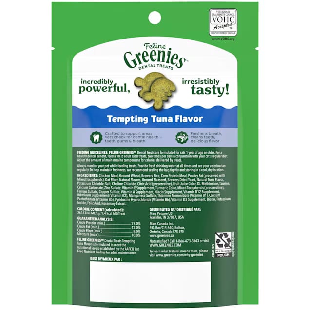 Greenies Tuna-Flavored Natural Dental Treats for Adult Cats — Helps Clean Teeth, Freshen Breath & Support Daily Oral Health detail image 2