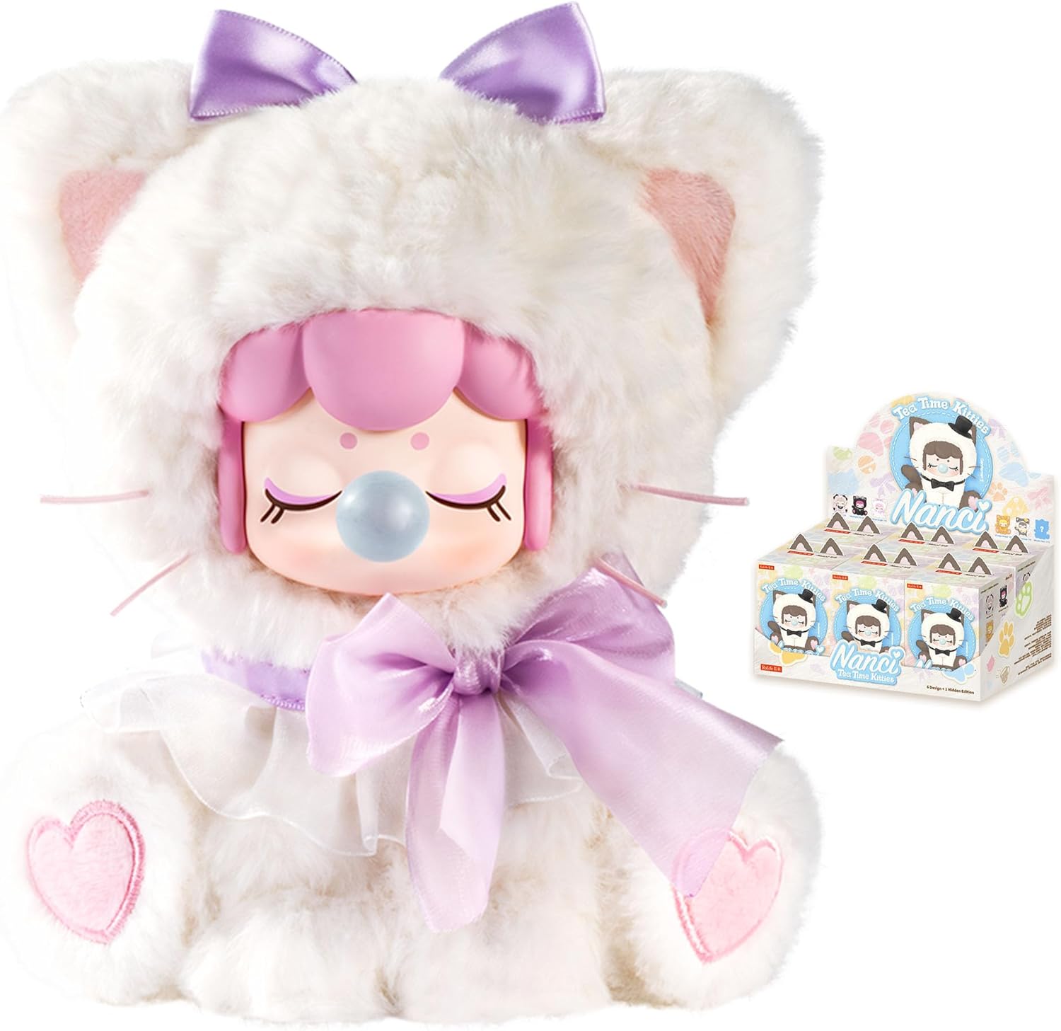 Rolife Nanci Tea Time Kitties Surprise Blind Box Plush — 1 Random Piece; Cute Cat-Themed Collectible Dolls (6 Regular + Hidden), Soft Plush, Perfect Gift for Nanci Fans, Cat Lovers, and Blind Box Collectors
