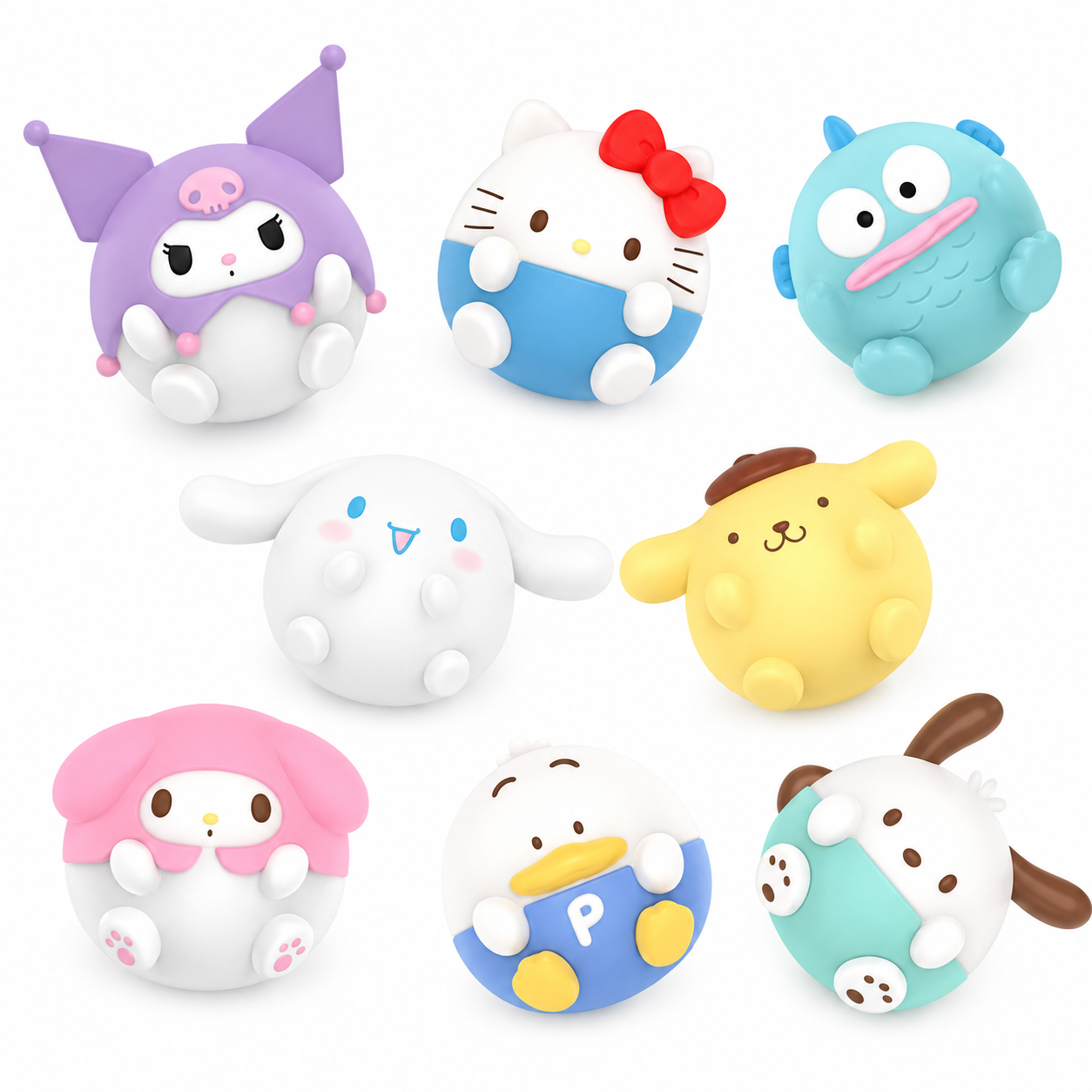 TOP TOY Sanrio Roundy Mini Figure Blind Bag — 3 Random PVC Figures per Bag, 5cm, 16 Designs