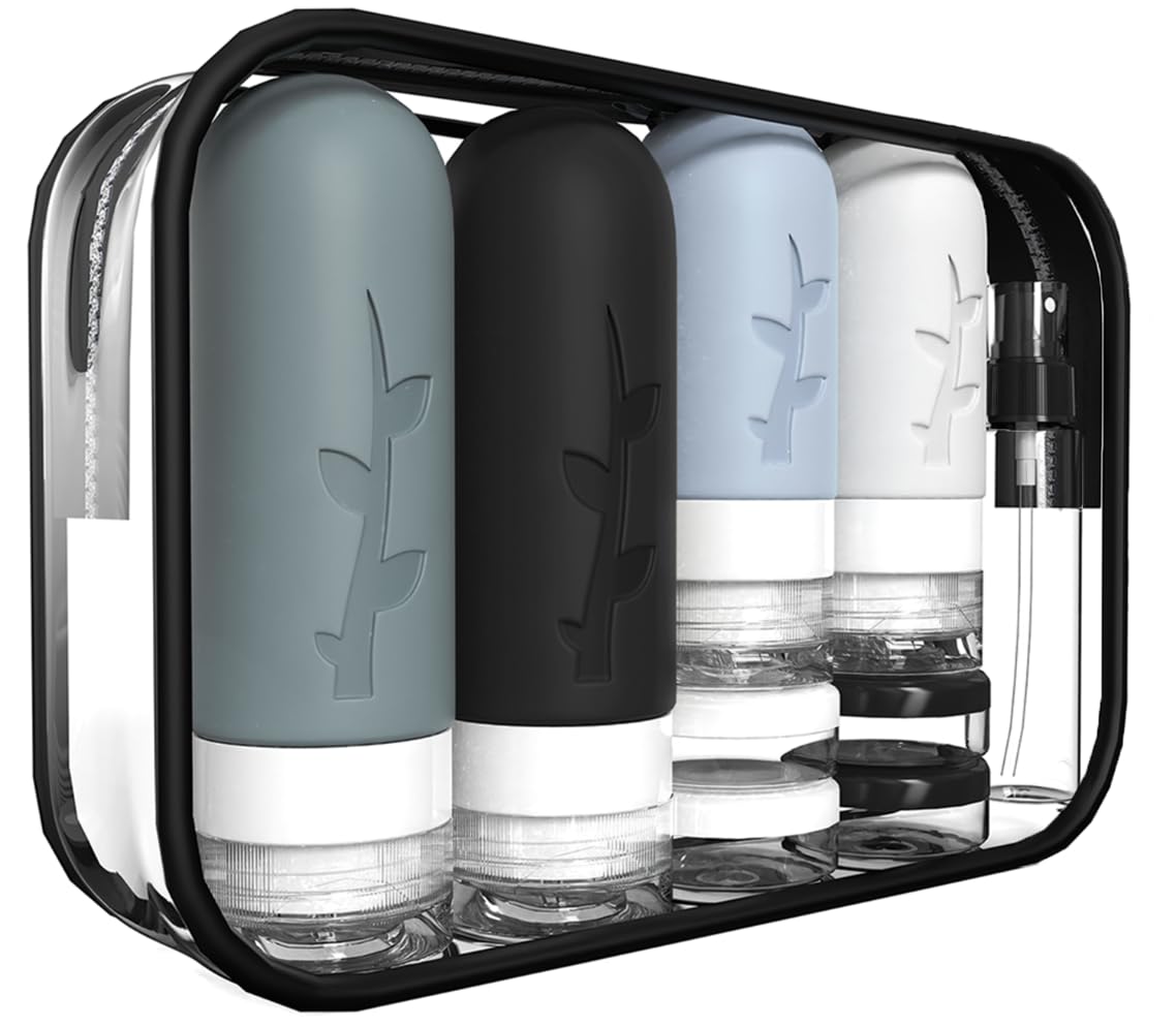 18-Pack TSA-Approved Silicone Travel Bottles & Toiletry Kit — Refillable, Leak-Proof