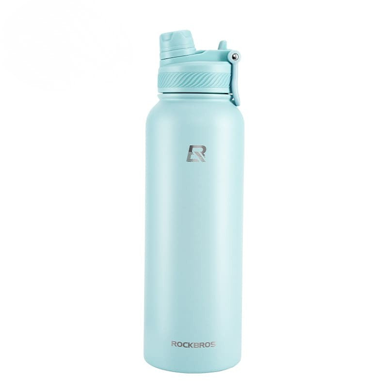 ROCKBROS 1000ml 1200ml Insulated Water Bottle with Straw, Stainless Steel Sports Thermos, Double Wall Vacuum Cold Retention for Gym Cycling Hiking School