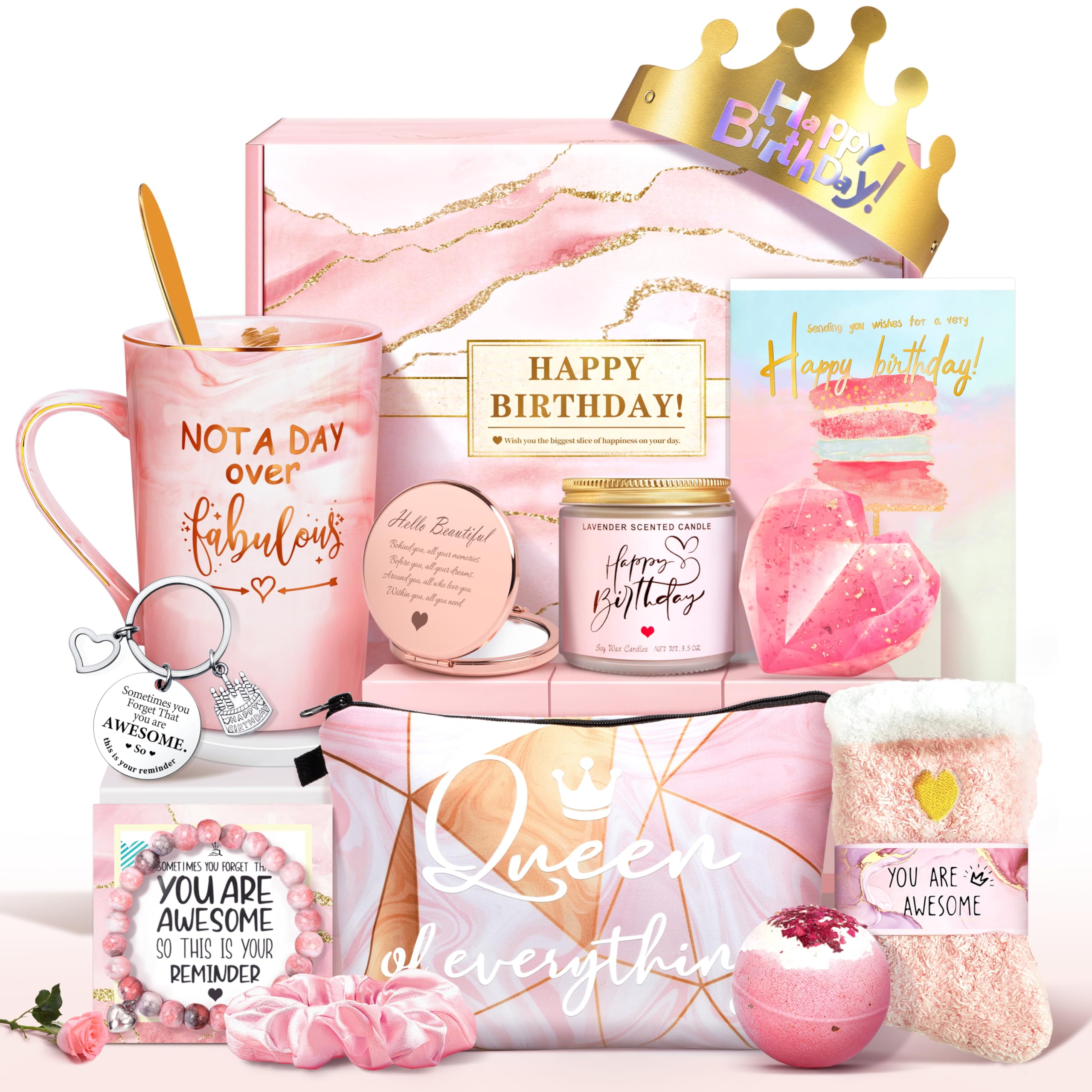 Jumway “Not A Day Over Fabulous” 14 oz Ceramic Marble Mug Gift Set — Birthday Gift for Women