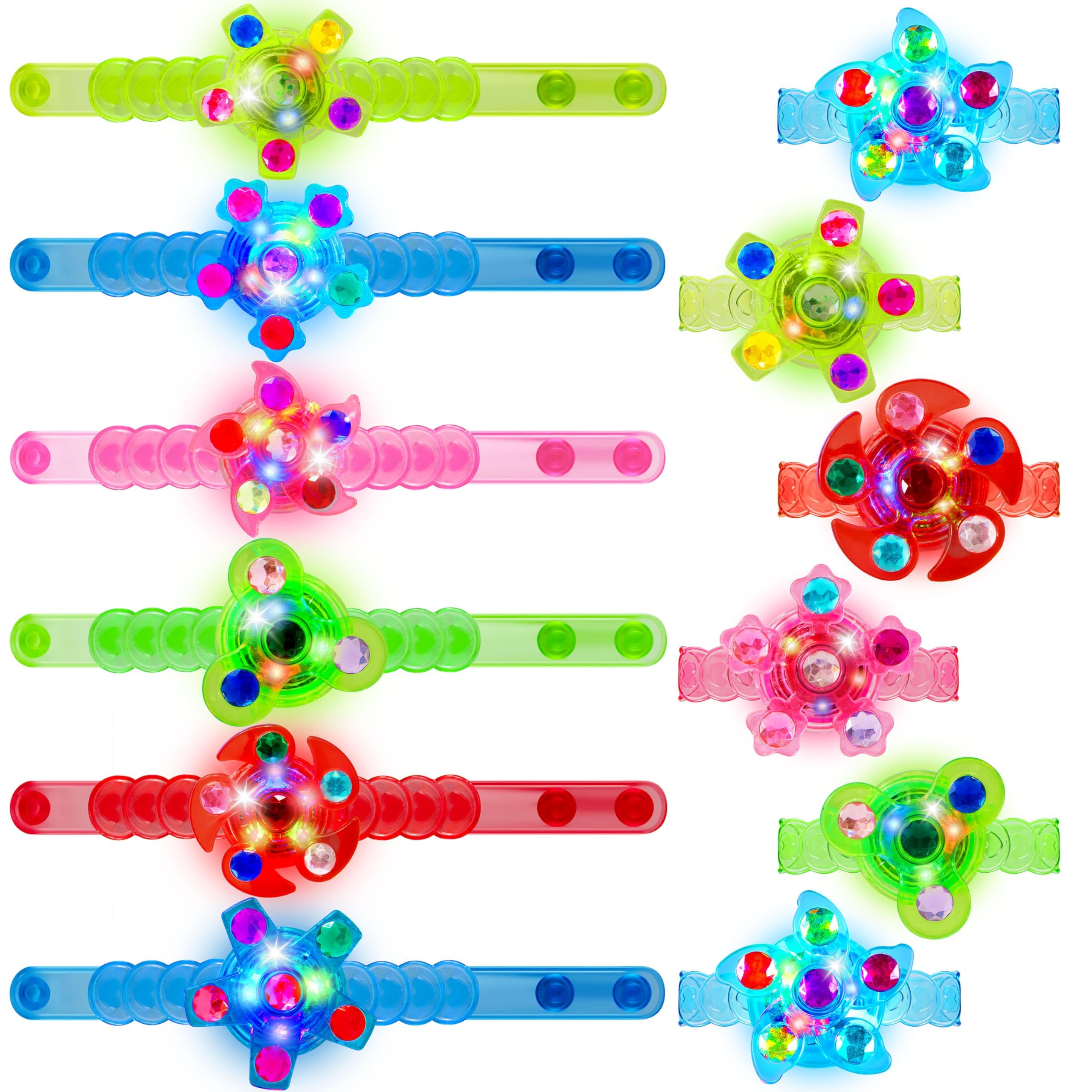 JOYIN 24-Pack LED Spinning Light Bracelets — Glow Stress-Relief Party Favors, Kids’ Trick-or-Treat & Birthday Bag Fillers