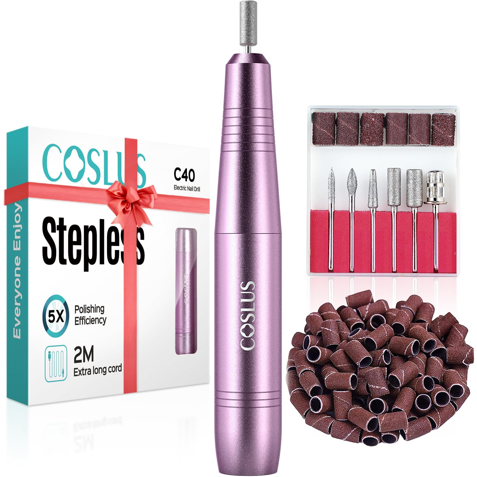 COSLUS C40 Electric Nail Drill Kit — Professional Portable Nail File with Precise Dial Speed Control