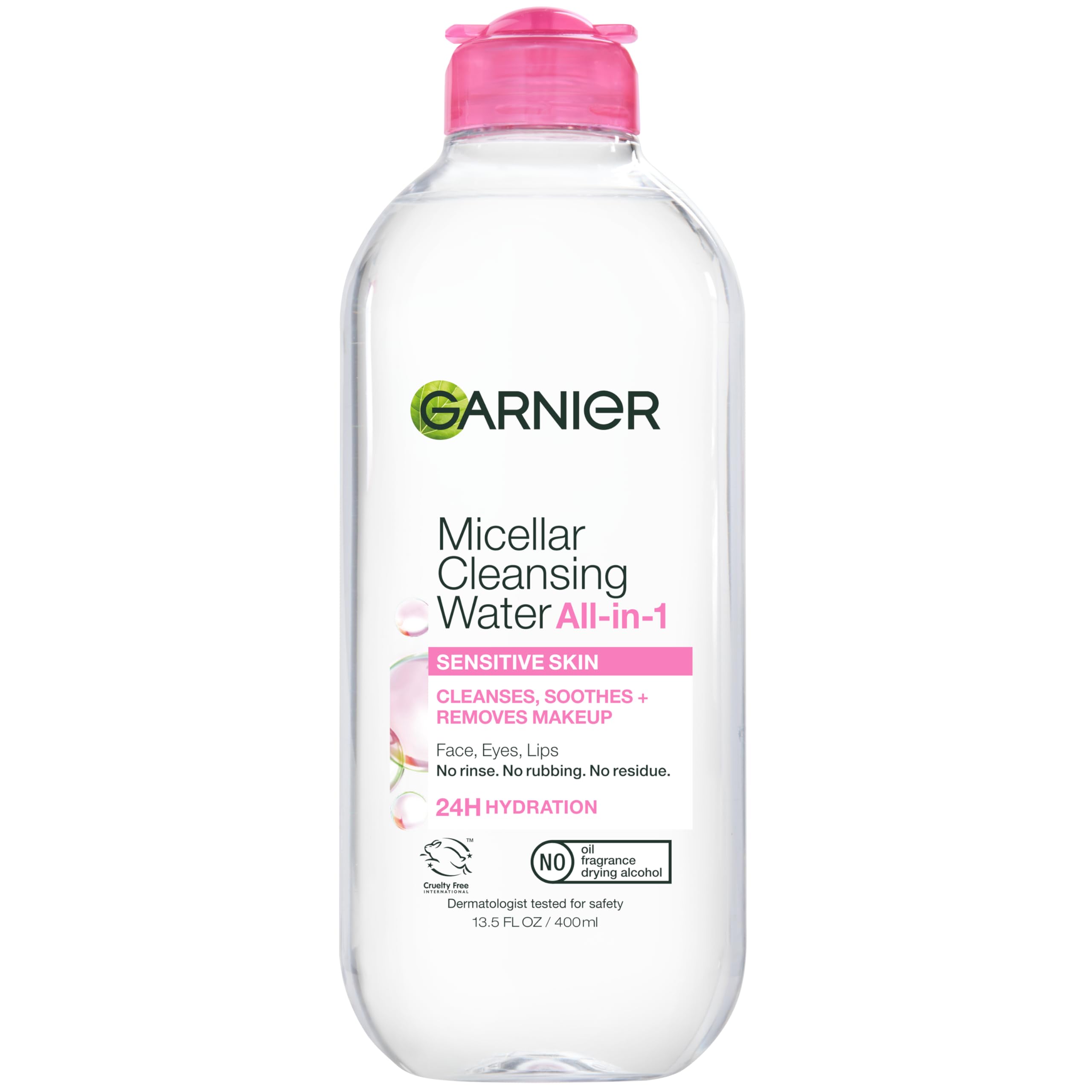 Garnier Micellar Water Hydrating Facial Cleanser & Makeup Remover, Sensitive Skin, Vegan, Cruelty-Free, 13. 5 fl oz (400 mL)