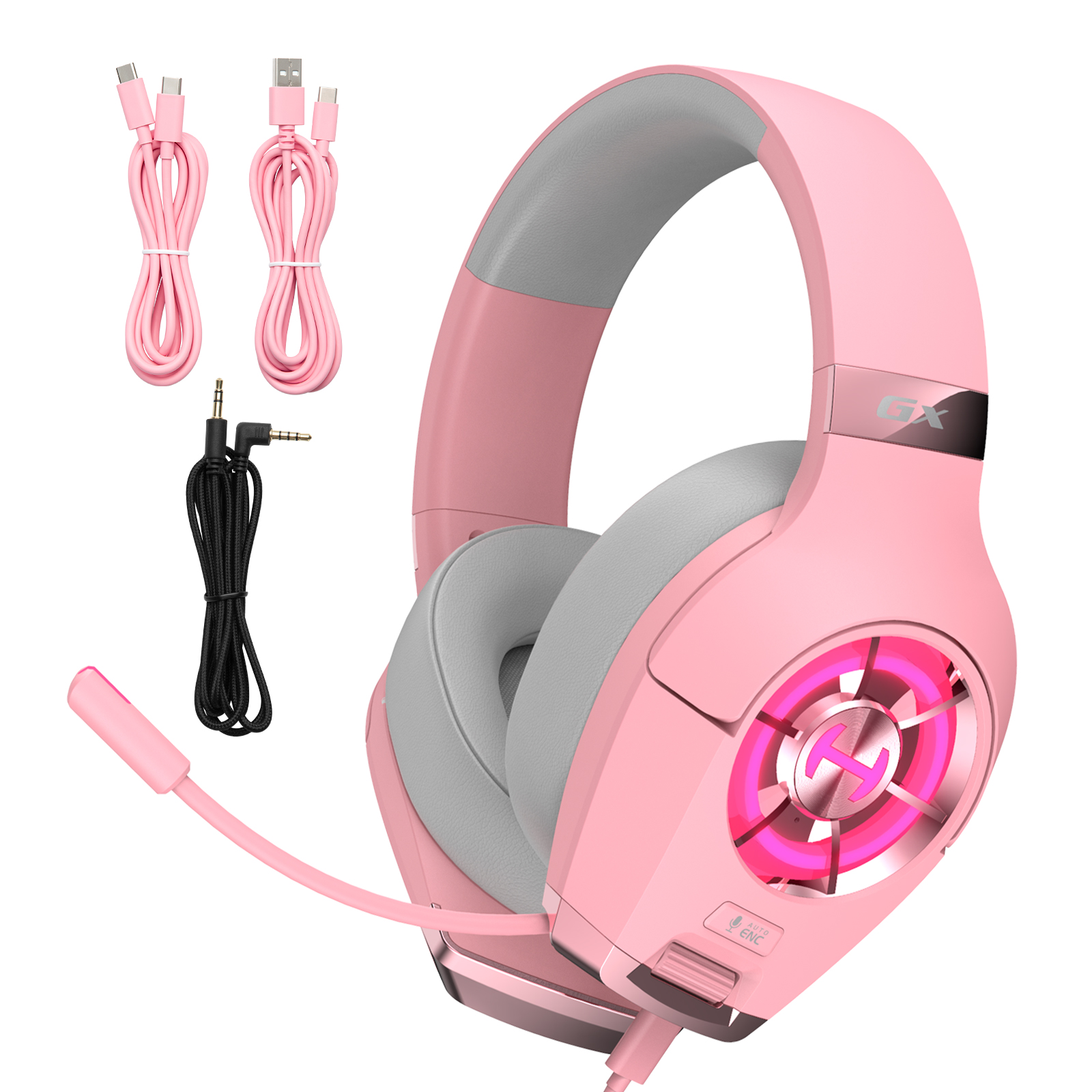 EDIFIER HECATE GX High-Resolution Gaming Headset - Pink, Wired Triple-Interface Headband with Mic, RGB, ENC Noise Reduction, 50mm Drivers detail image 3