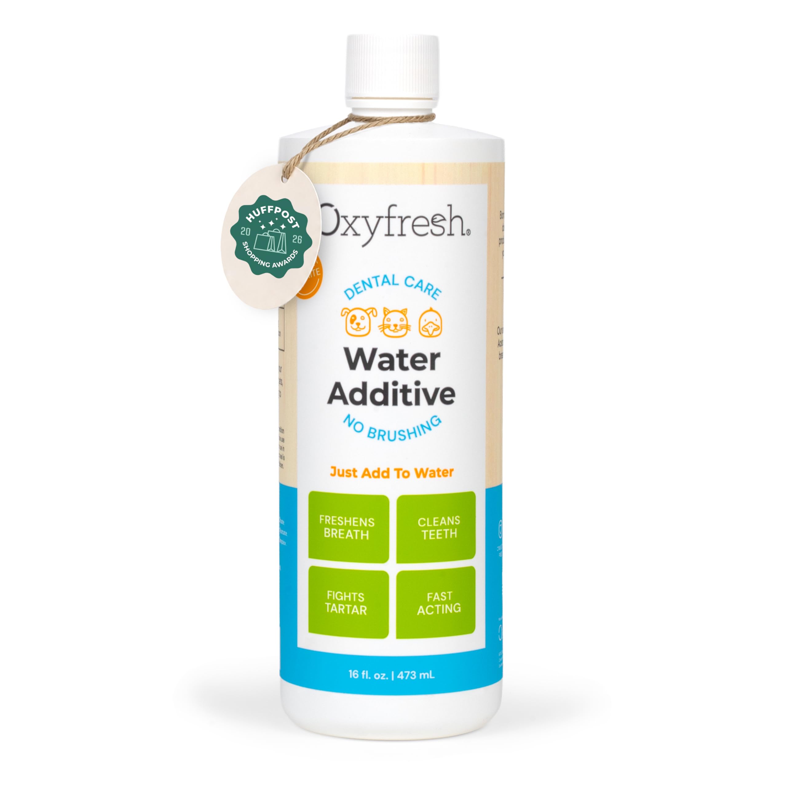 Oxyfresh Solución Dental Premium para Mascotas Aditivo para Agua – Refresca el Aliento de Perros y Gatos, Combate Sarro y Placa, Recomendado por Veterinarios, 16 fl oz