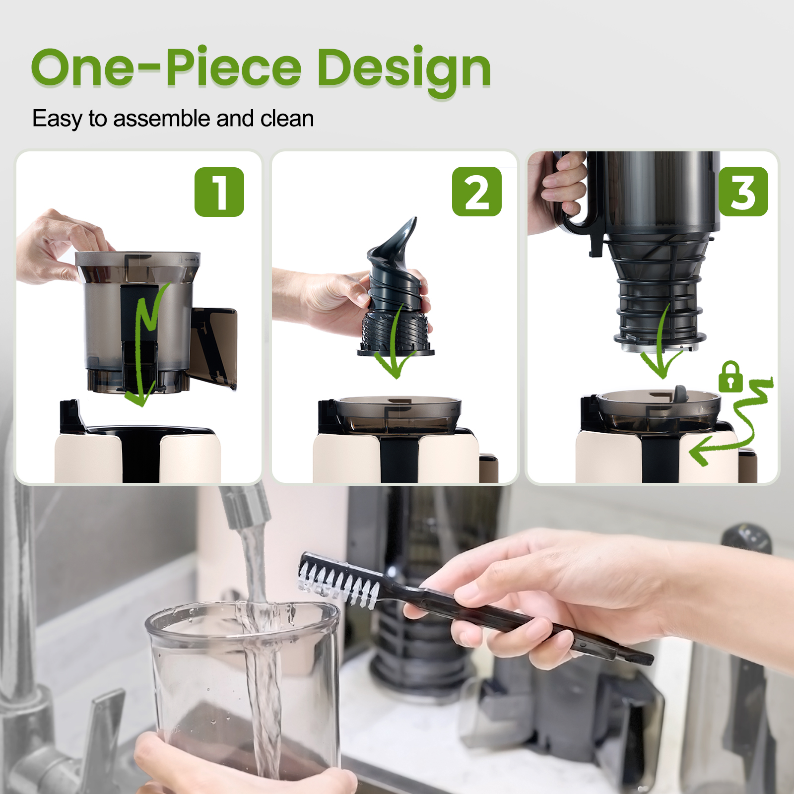 Ventray Max120 Cold-Press Juicer — 4.7" Wide Feed Chute, Extended Extraction & Double Filtration, High Yield, Easy to Clean, Ivory detail image 1