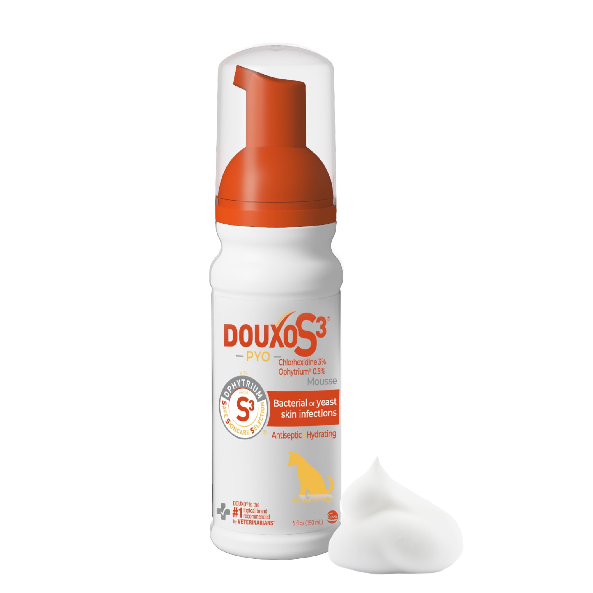 Douxo S3 PYO Medicated Dog Mousse, Chlorhexidine Leave-On Treatment for Bacterial & Yeast Skin Infections, 5 fl oz