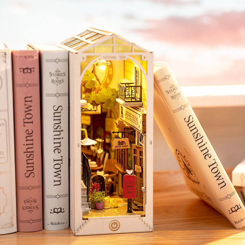 Rolife Sam’s Study DIY Miniature Book House, Vintage Bookshelf Wall Handmade Assembly Model, Creative Decorative Gift detail image 1
