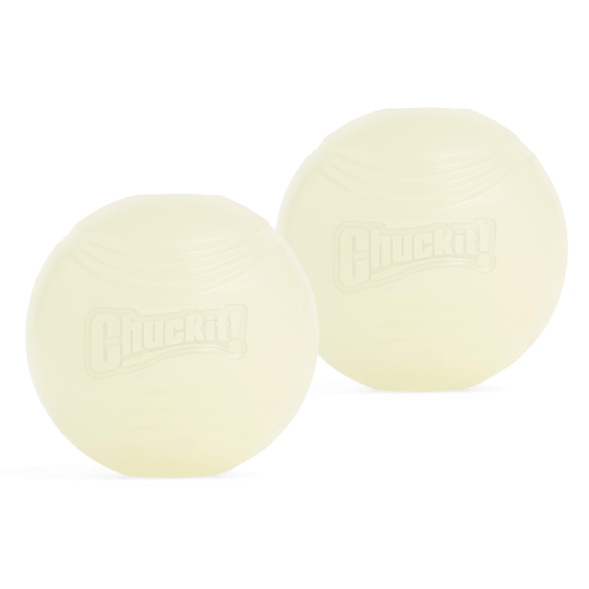 Chuckit! Glow in the Dark Bouncy Balls - Ball for Dogs, Chuckit Dog Toy, Max Glow Balls - Medium, 2. 5 Inch Pack of 2