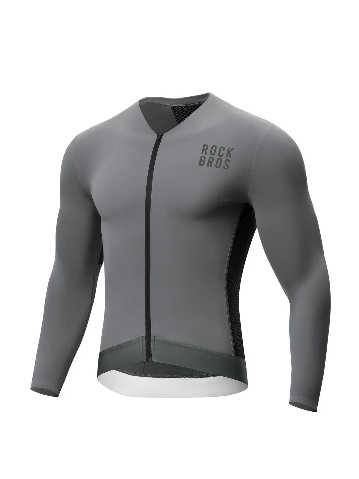ROCKBROS Men's Long Sleeve Cycling Jersey, Colorblock Quick Dry Bike Shirt, Breathable UV Sun Protection for Road Bike MTB Outdoor