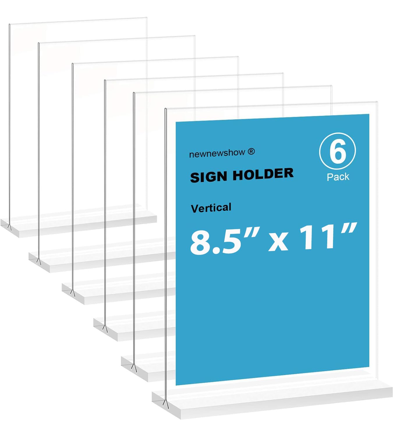 newnewshow Acrylic Sign Holder 8. 5x11 Inch 6 Pack Vertical T Shape Double-Sided Desktop Display Holder